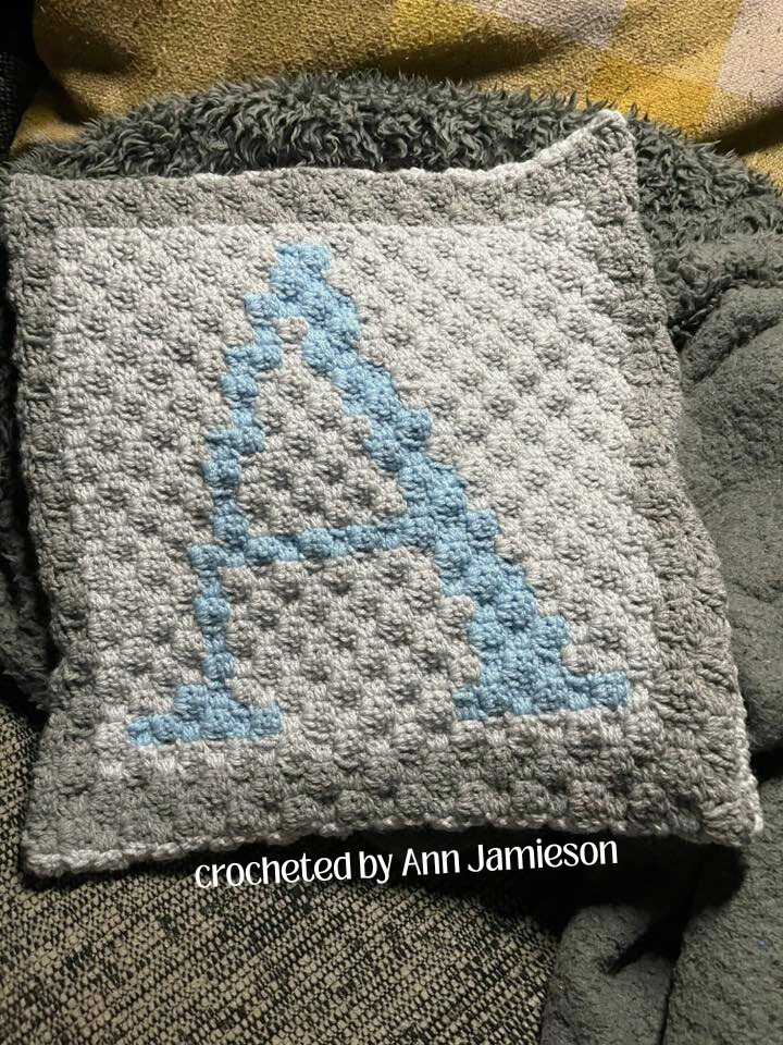 Letter A Pillow, C2C Crochet Pattern
