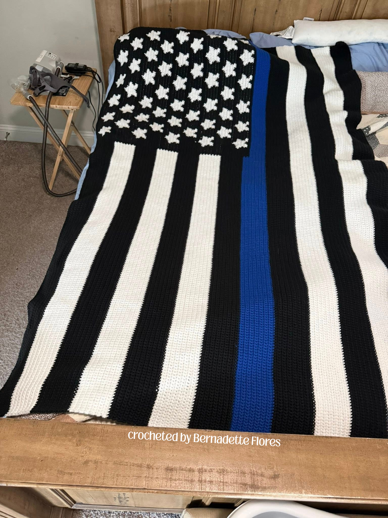 Blue Line Flag, SC or TSS Crochet Pattern