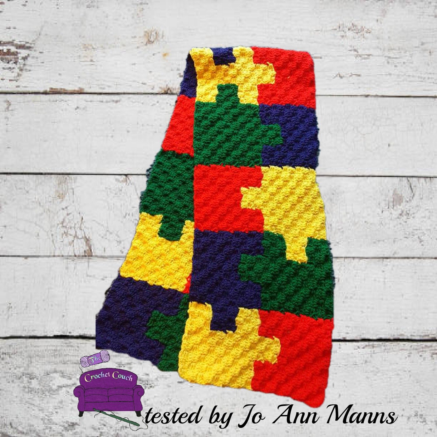 Autism Awareness Puzzle Scarf, C2C Crochet Pattern
