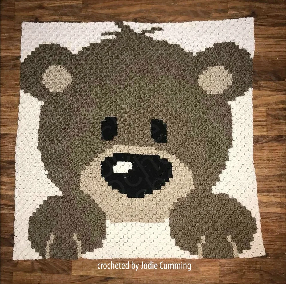 Baby Bear Afghan in Brown, C2C Crochet Pattern
