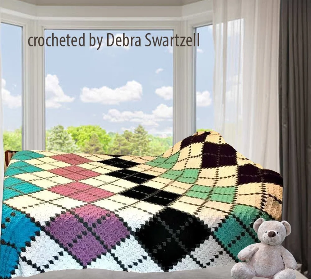 Argyle Afghan 6 Color Queen Size C2C Crochet Pattern