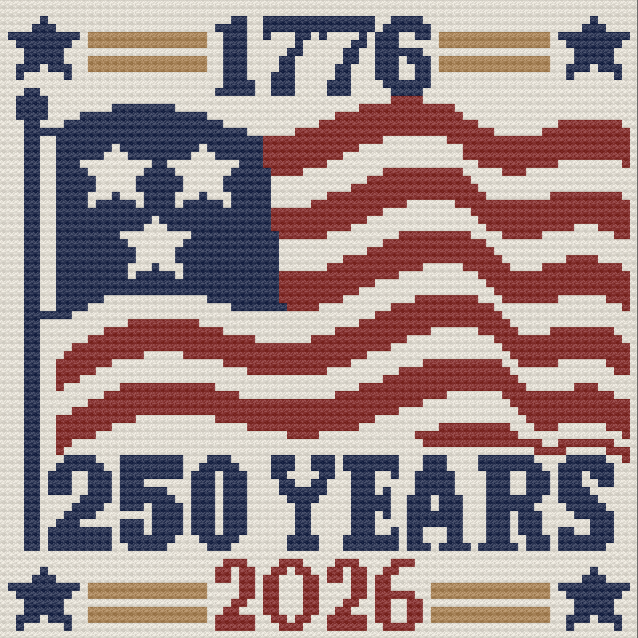Patriotic 250 Afghan, C2C Crochet Pattern