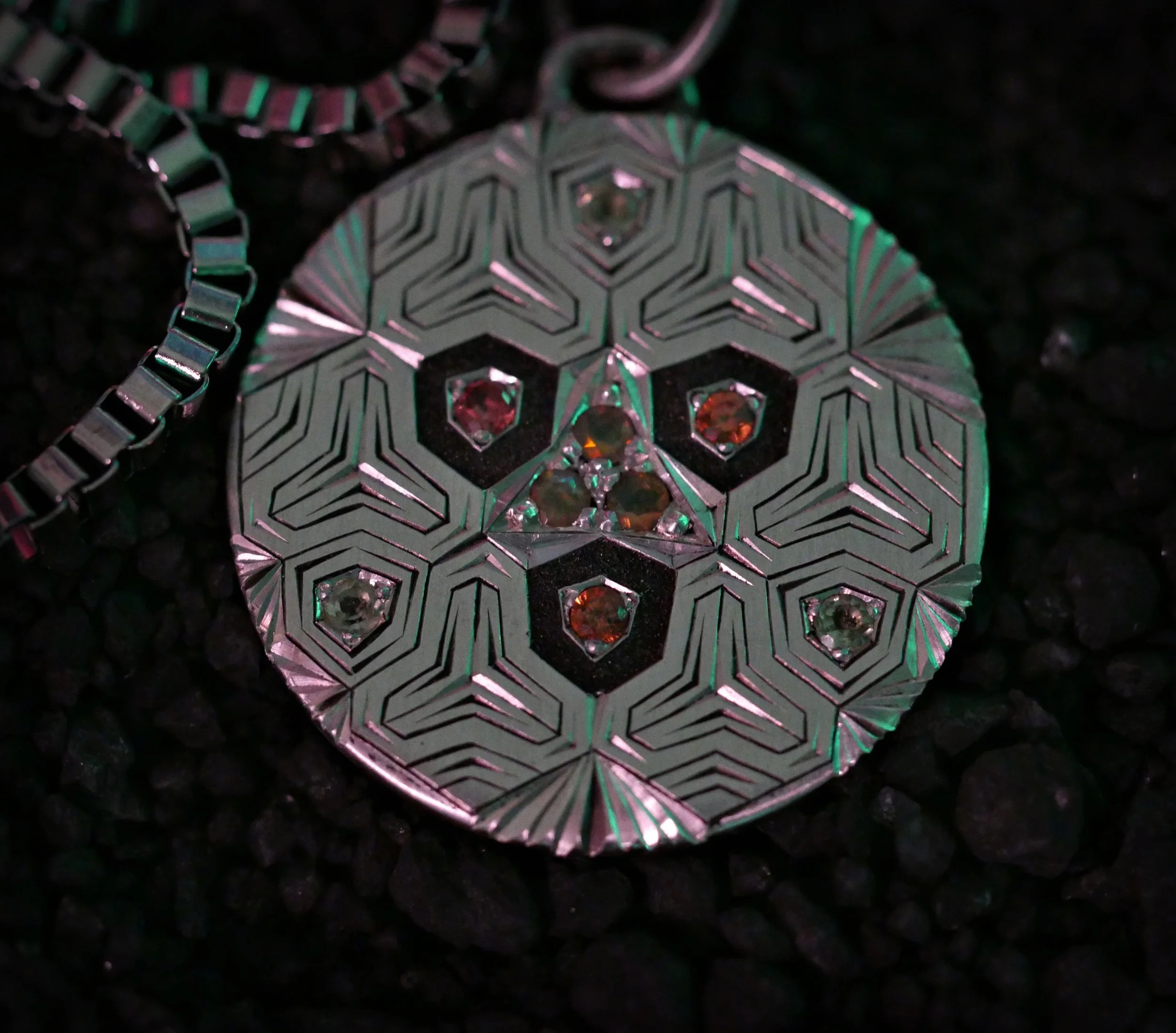 Round sacred geometry medal