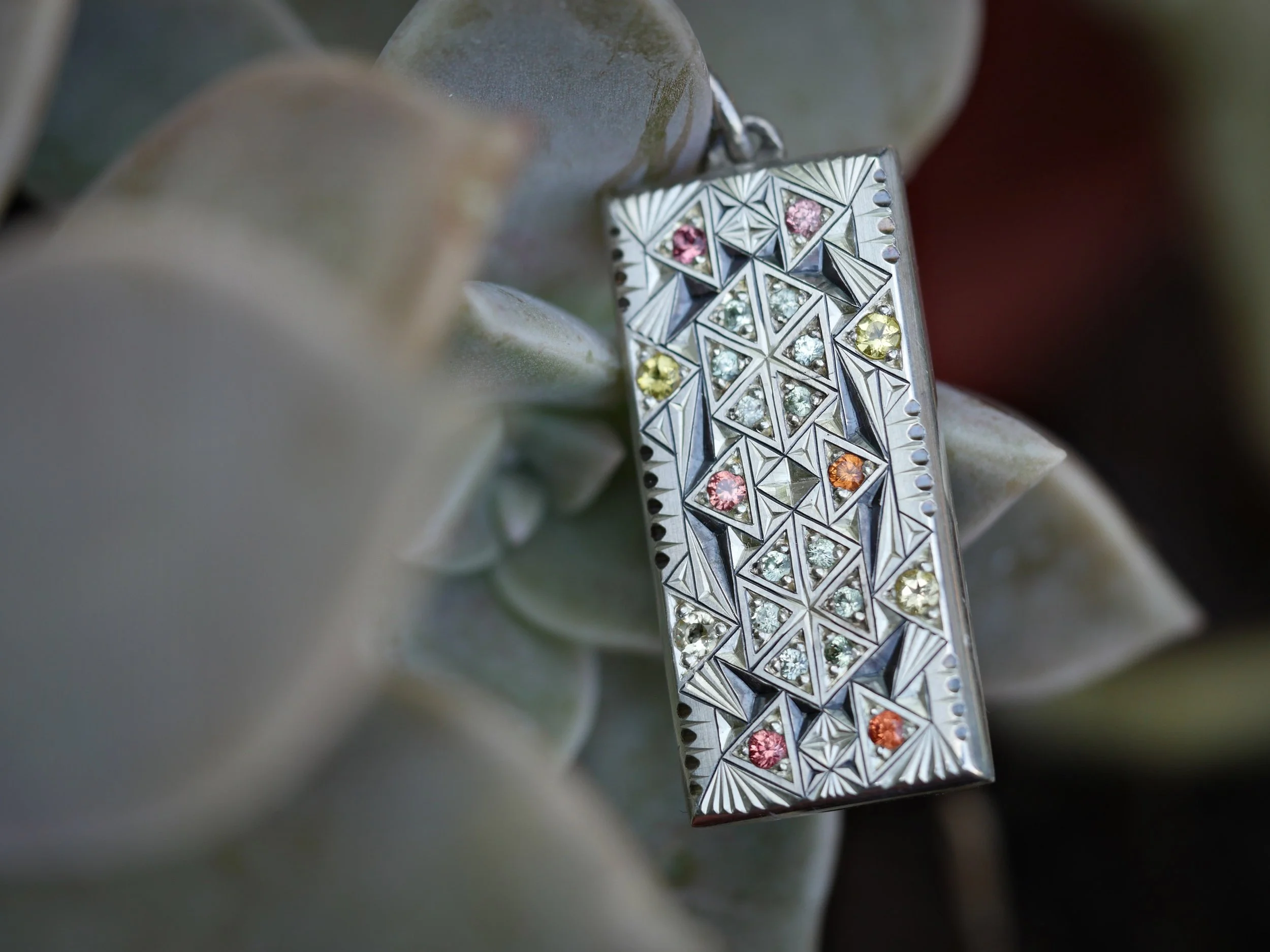 Rectangle sacred geometry pendant