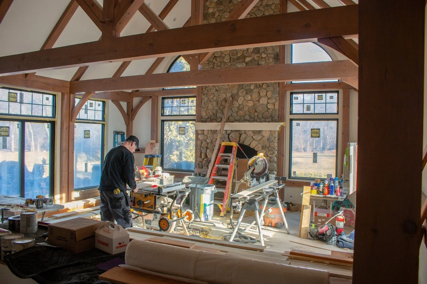 Progress and precision on this beautiful timber-framed renovation, high ceilings, protected beams, inlaid plaster ceilings and many more details in this light-filled family room. 

#woodisgood #timberframe #teamsitespecific #buildcoolshit