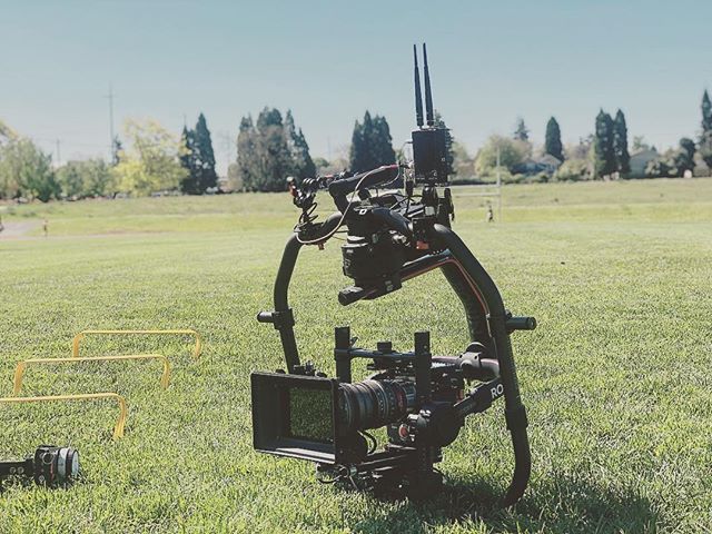 Dope camera setup today. #redgemini #angenieuxlens #djironin2 #teradek #smallhd #walterklassenslingshot #cameraop #film #adidas
