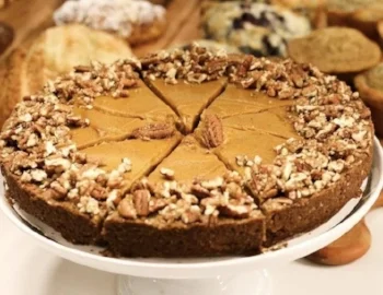 Vegan Pumpkin Spice Pie w/ Pecan Oat Maple Crust. (photo from Form and Function Coffee)
