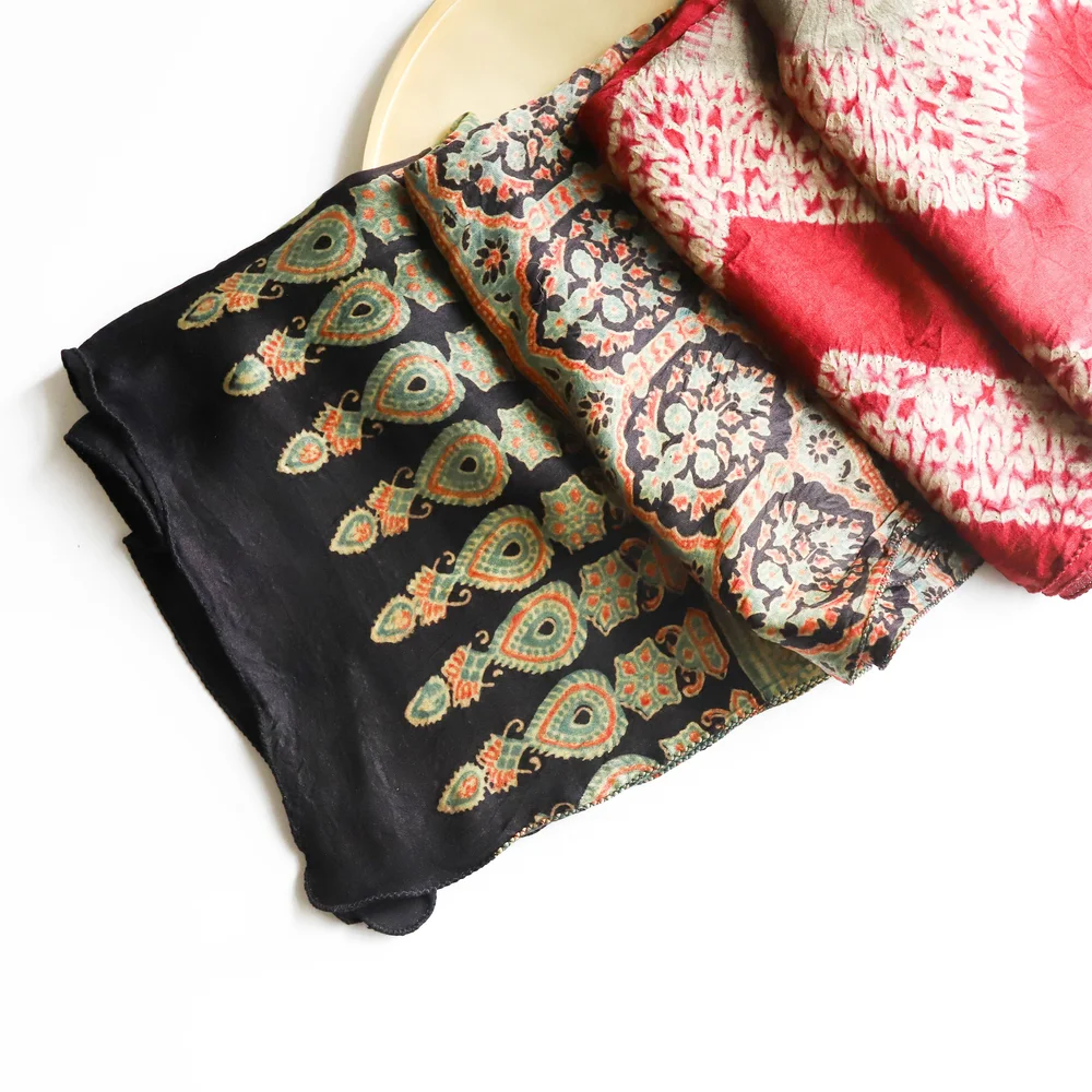 Block Print Silky Scarf  Dolomite Silk Scarf | Copper – Block Shop main image 3