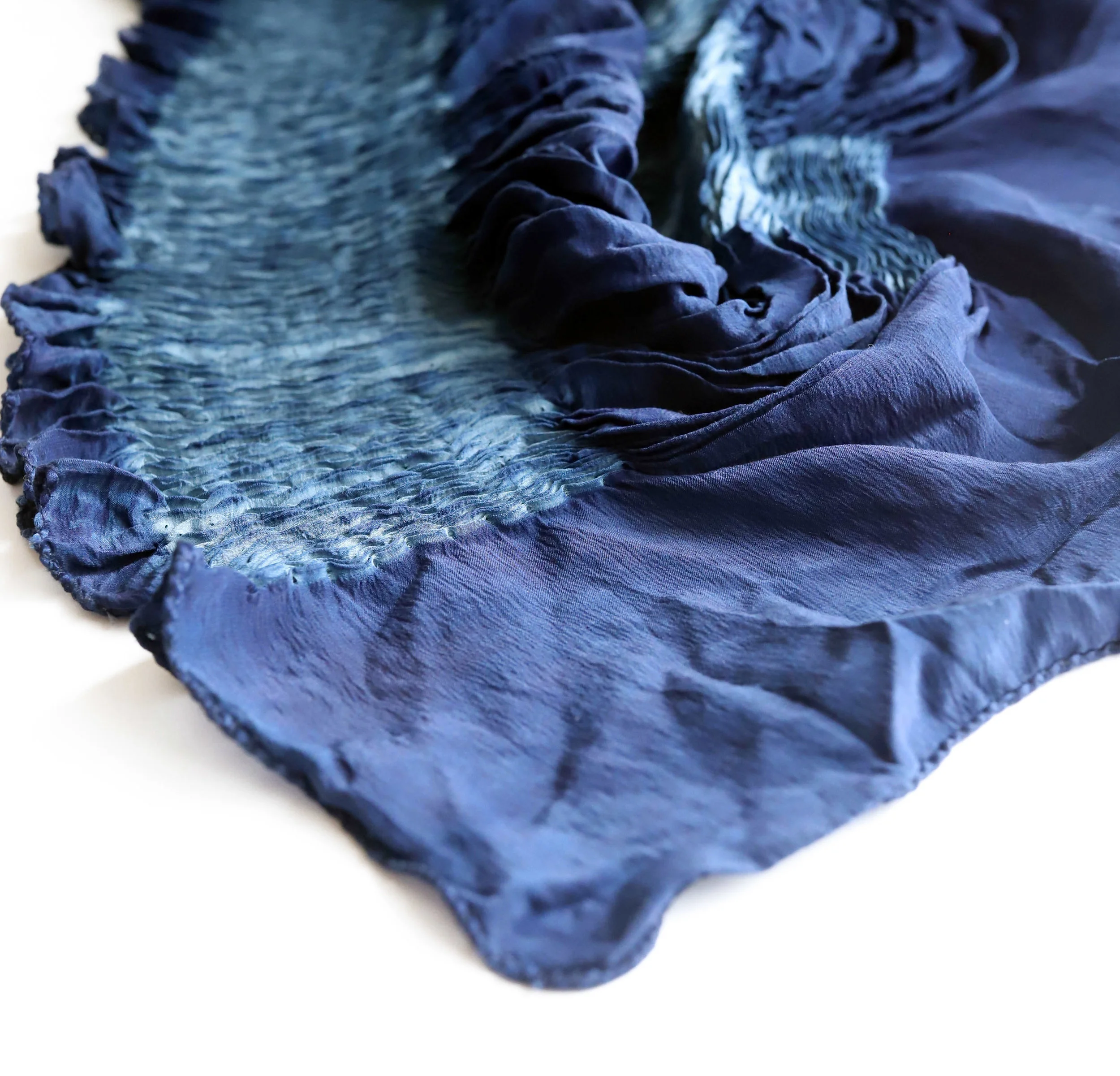 Indigo Shibori Silk Scarf