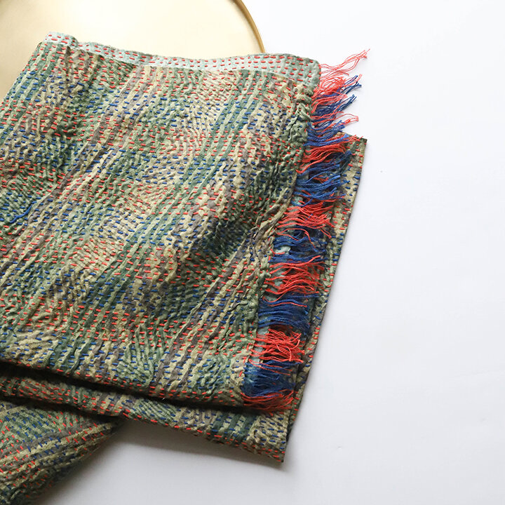 Kantha Stitched Reversible Scarf