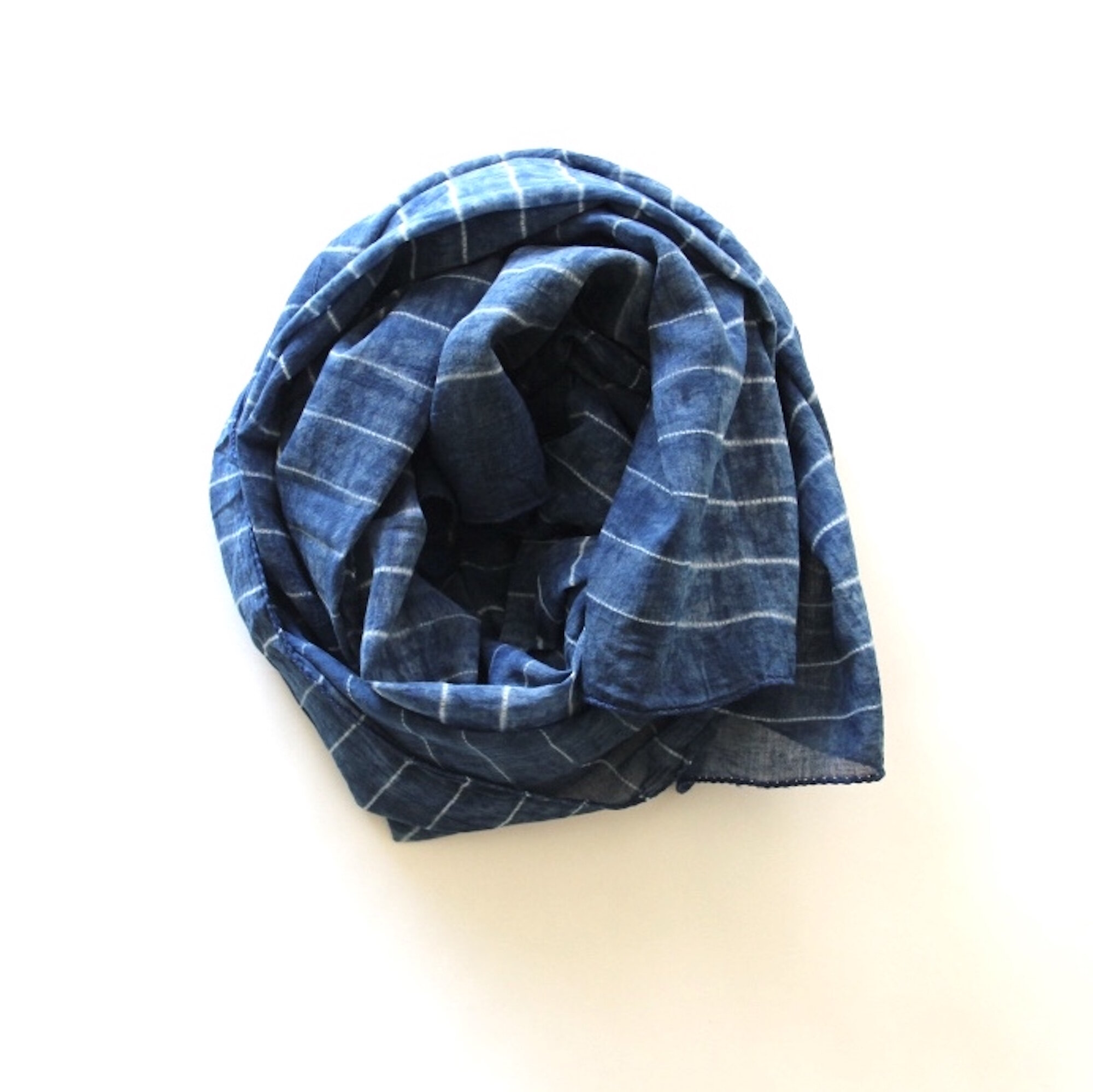 Indigo Shibori Stripe Scarf