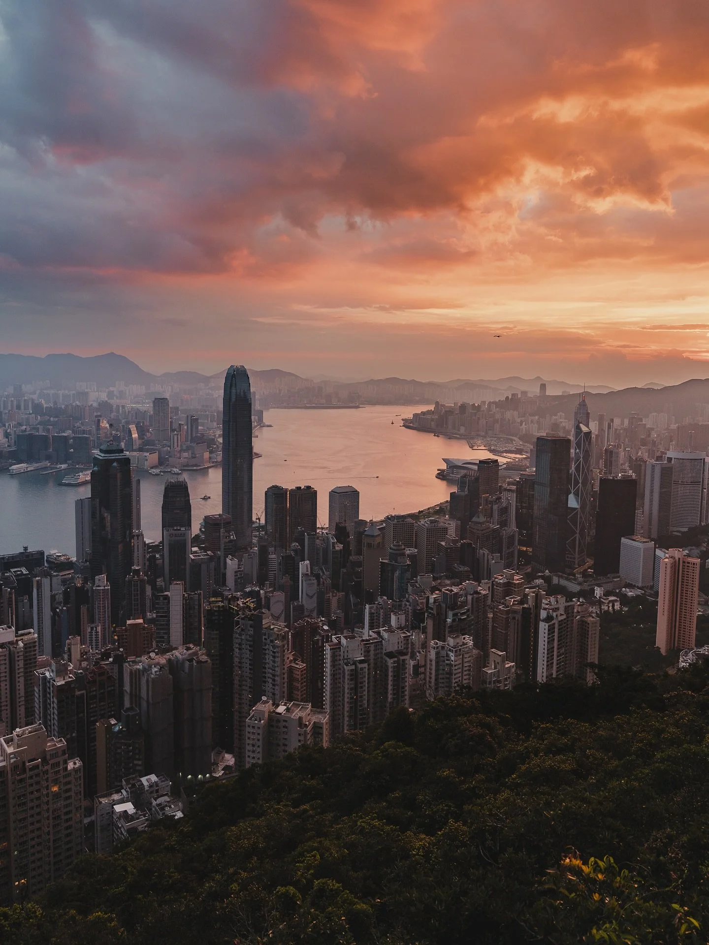 From a wild sunrise at one of Hong Kong‘s most well known lookouts. There was a fair bit of cloud so I wasn’t too hopeful at first but the sun managed to find its way through in the end creating an explosion of colour. Swipe for that full