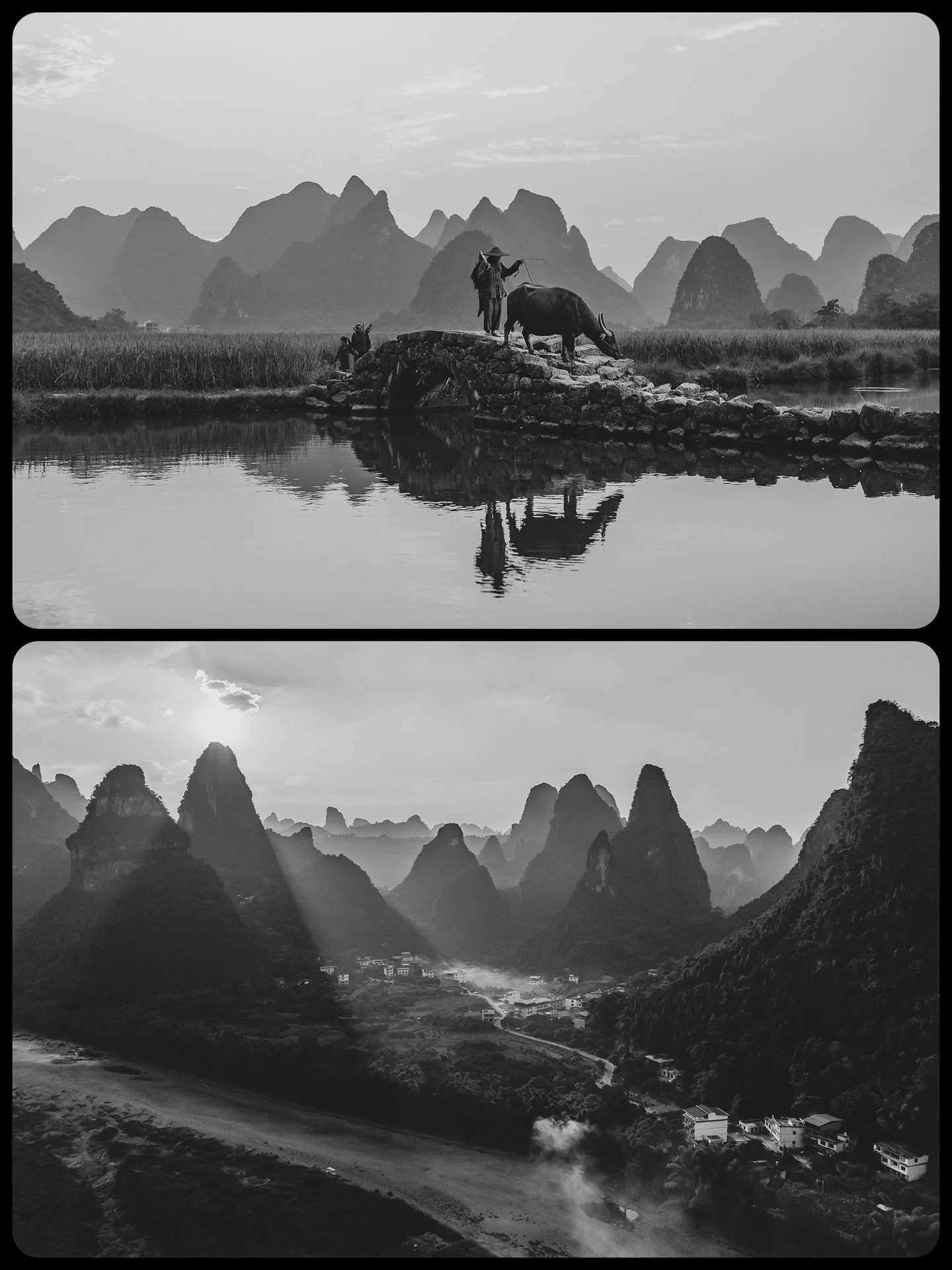 Cinematic postcards in black and white from China:

1. Rural life in Guilin
2. Characters of Daxu Ancient Town
3. Embracing the fog in Zhangjiajie National Forest
4. Ultra modern contrasts in Chongqing
5. Cormorant fisherman in Xing Ping
6. Daily lif