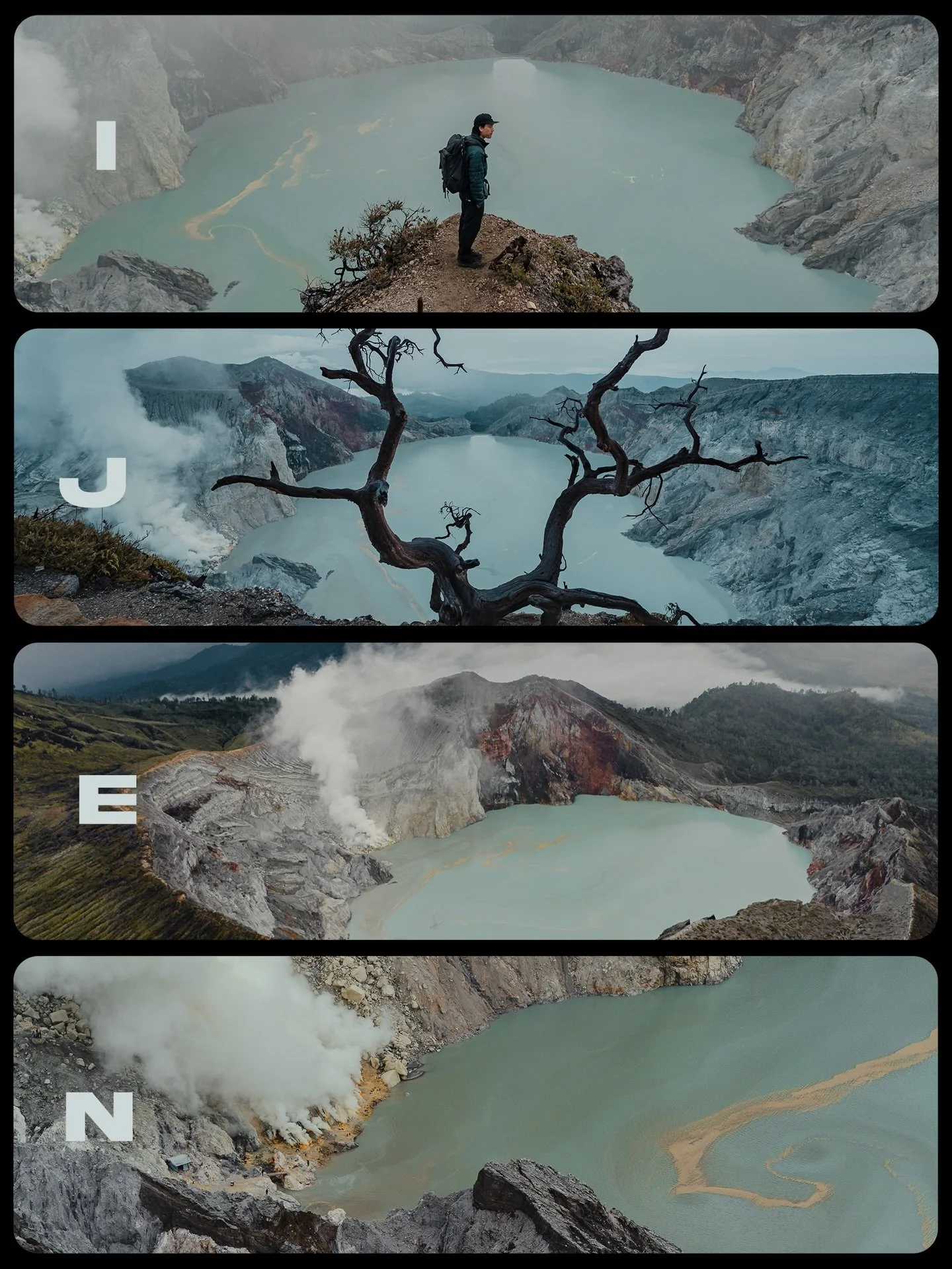 I J E N // Lost in the sulfur mists of East Java. We didn&rsquo;t get the clear sunrise we were hoping for, but Ijen offered something better: a moody, ethereal glimpse into the earth&rsquo;s raw power. Between the toxic beauty of the highly acidic t