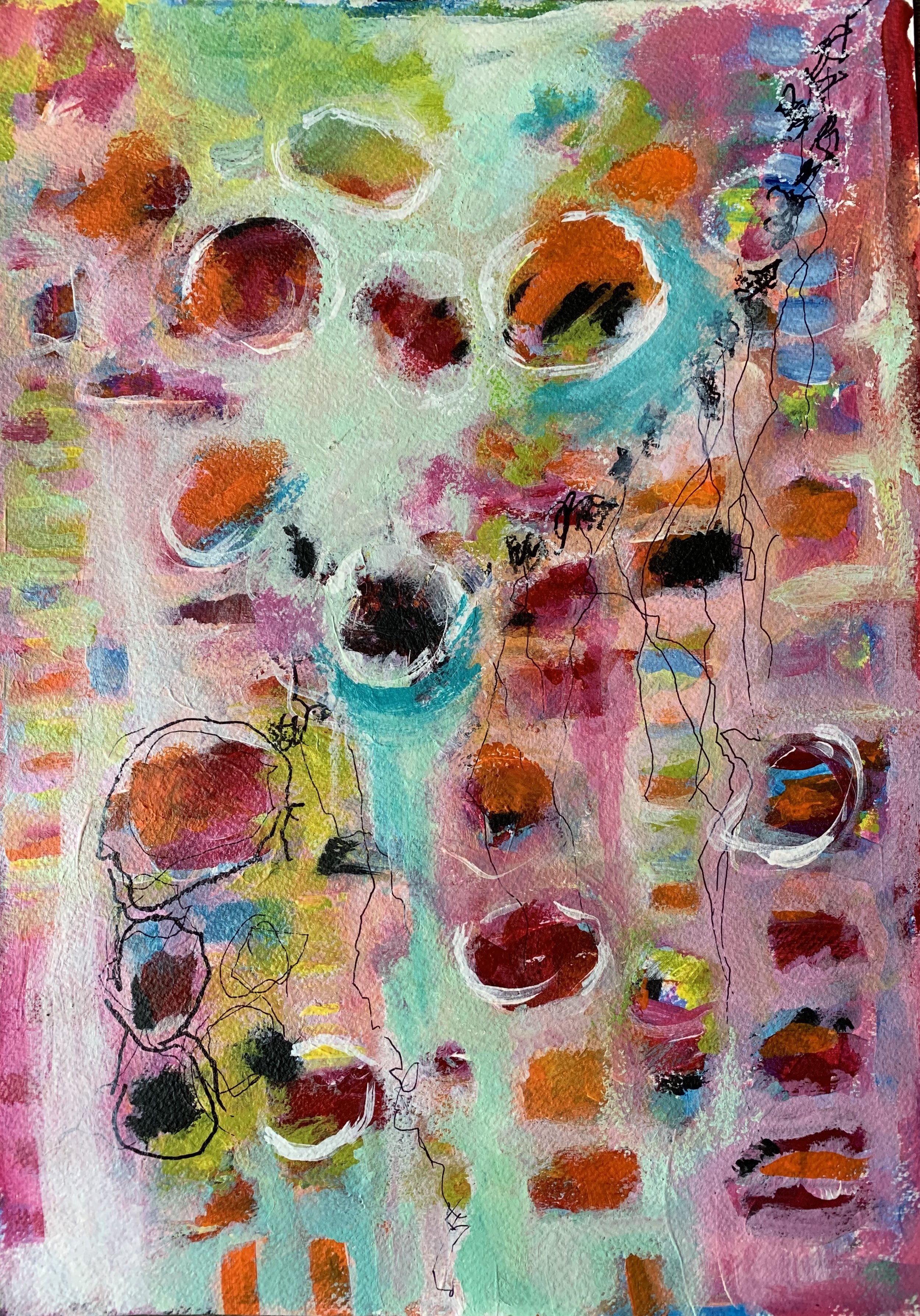 Sometimes I think of You 11" X 14" acrylic, gesso, oil pastel $225