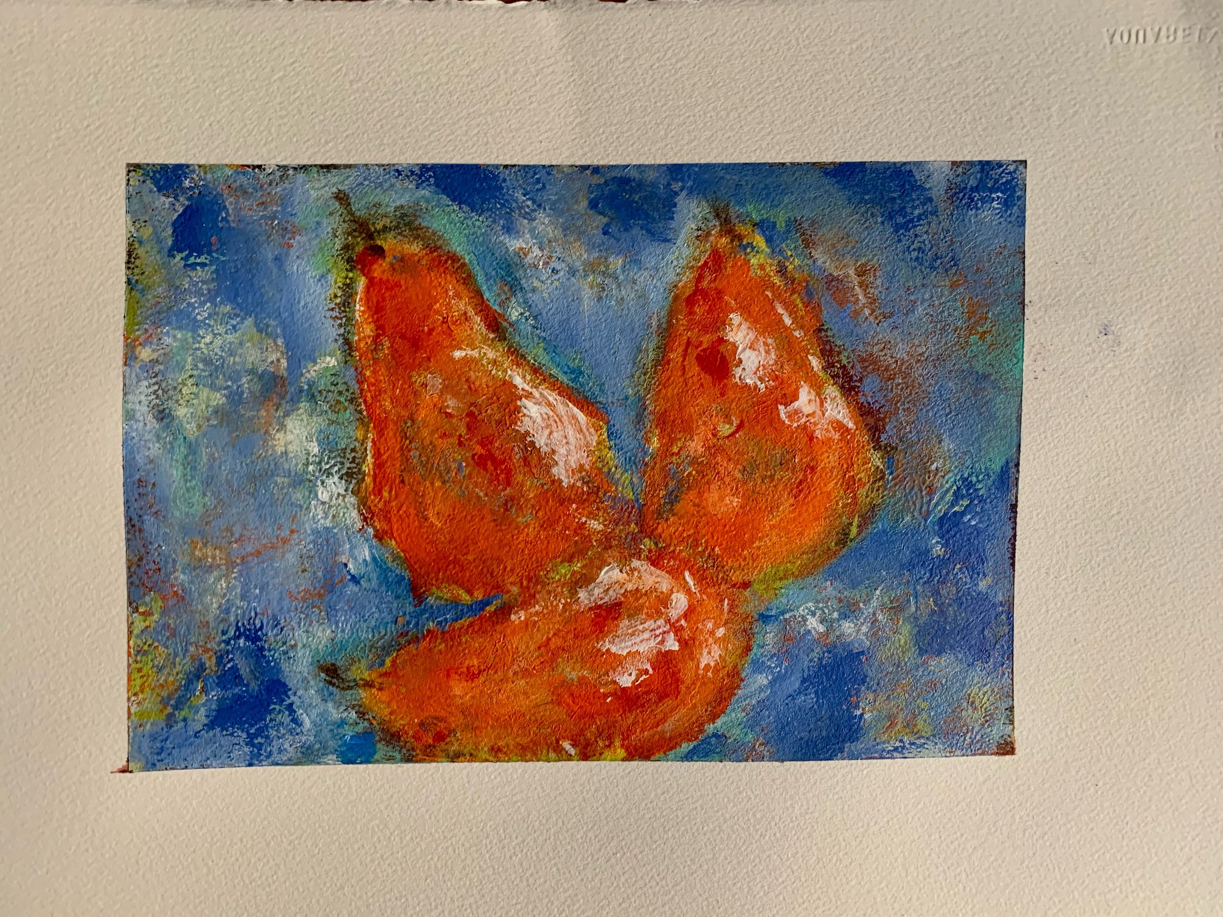 Orange Pears on Blue SOLD