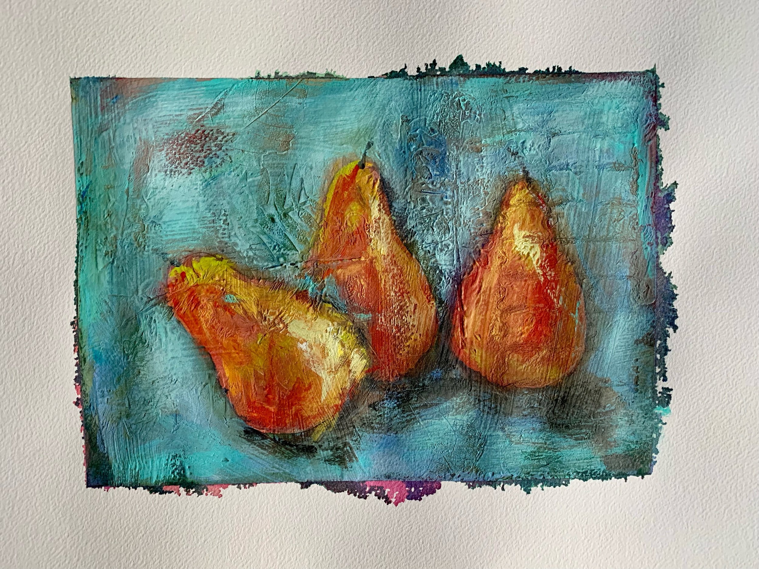 Red Pears on Turquoise SOLD