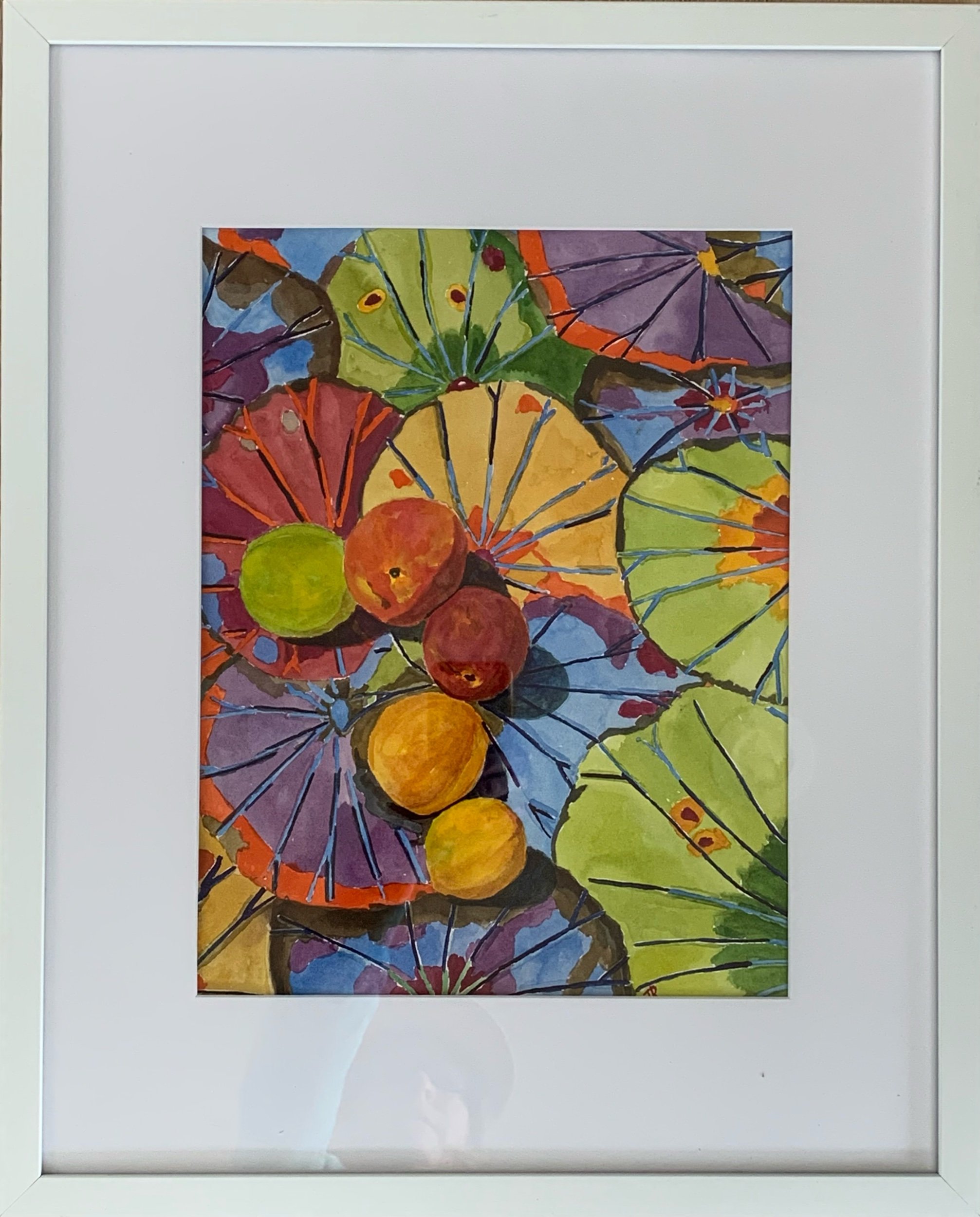 Apricots on Lotus Leaf  16" X 20"(framed) $400