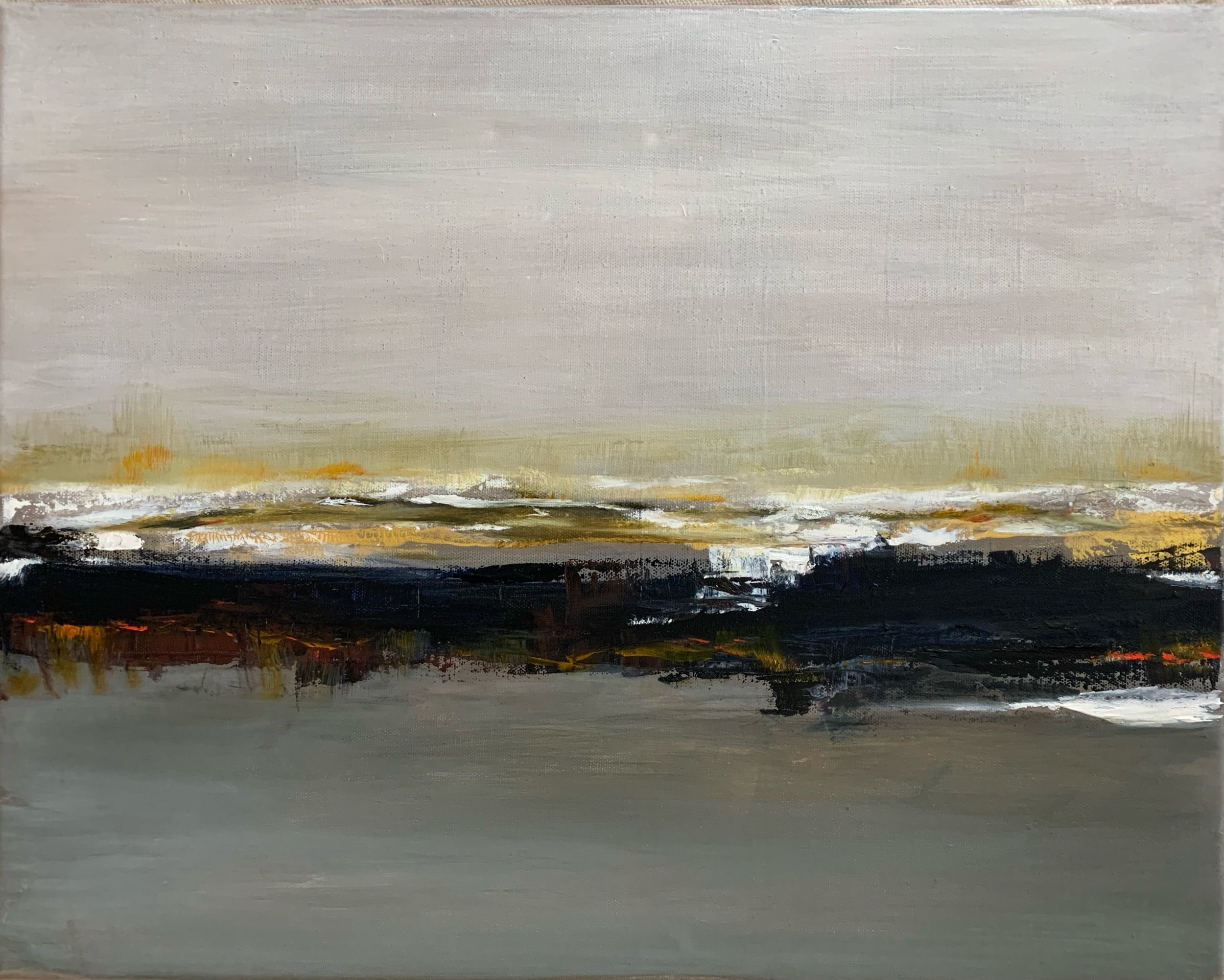 “Skating on the Pond at Night” 16”X20” oil on canvas $525