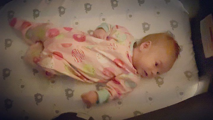 It&rsquo;s already been a month with our sweet, snuggly Tilly! She celebrated by staying up all night and having a 2 am dance party in her bassinet ❤️👶🏼 #babygirl #1month #1monthold #danceparty #mybaby #onemonthold #baby #partytime @alex_angeli_89