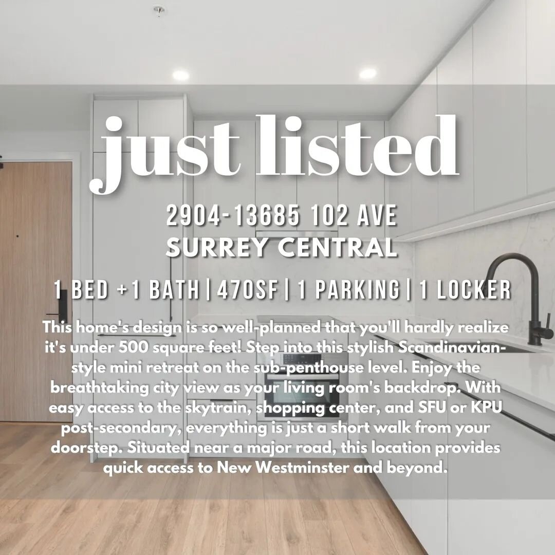 🚨New Listing: 2904-13685 102 Ave 

MLS#: R2852785

More info in the Bio Link.

Located in the heart of Surrey city centre, this sleek and Scandinavian-style little sub-penthouse retreat at Georgetown by Anthem is the perfect buy for investors or fir