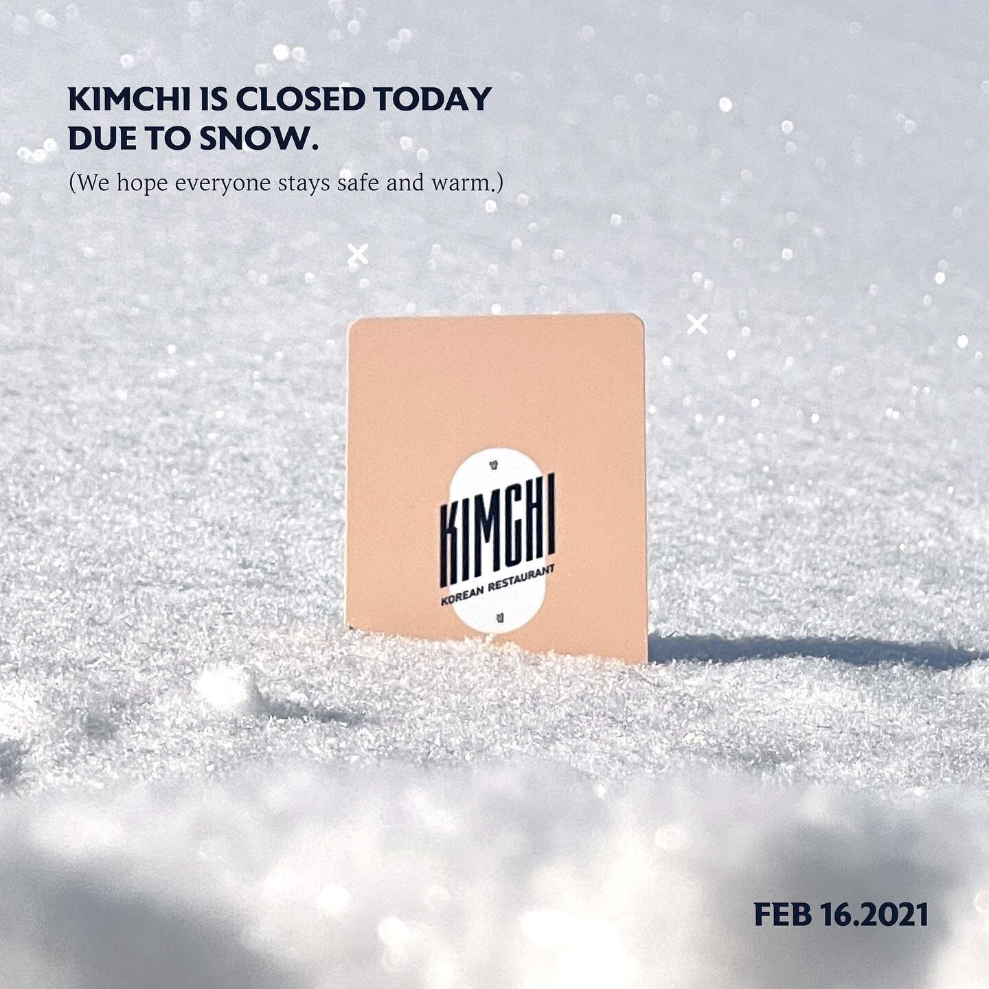 ❄️ KIMCHI will be closed today due to snow! ❄️ 
#snowday