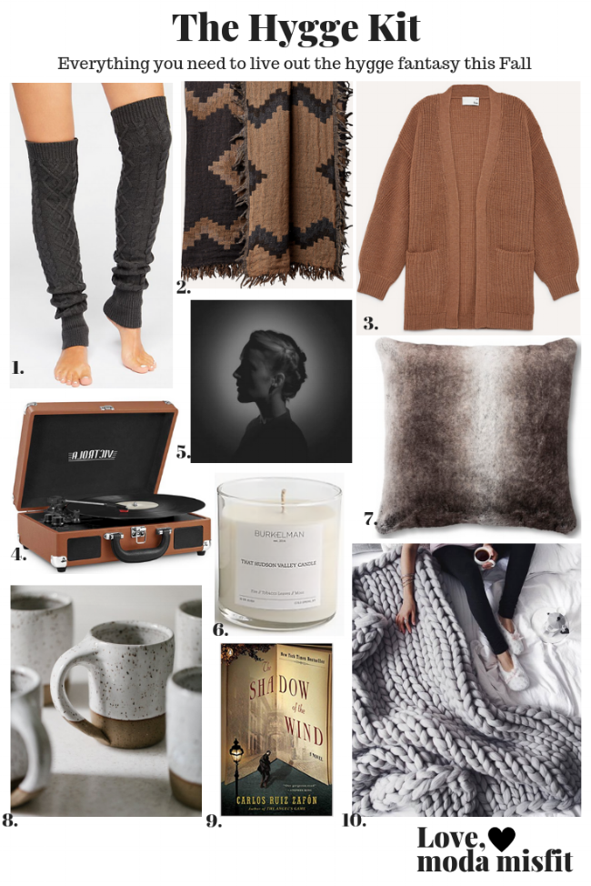 1. Free People At Your Side Cable Legwarmer // 2. Aritzia Diamond Mosaic Blanket // 3. Wilfred Free Rourke Sweater @ Aritzia // 4. Victrola Vintage 3-Speed Bluetooth Suitcase Turntable with Speakers @ Amazon // 5. Aventine (Deluxe) by Agnes Obel // 6. Burkelman That Hudson Valley Candle @ J Crew // 7. Fieldcrest Neutral Faux Fur Euro Pillow @ Target // 8. Joe Sink Pottery Coffee Mug - White Speckled @ Etsy // 9. The Shadow of the Wind by Carolos Ruiz Zafón // 10. Merino Wool Chunky Knit Blanket @ Etsy