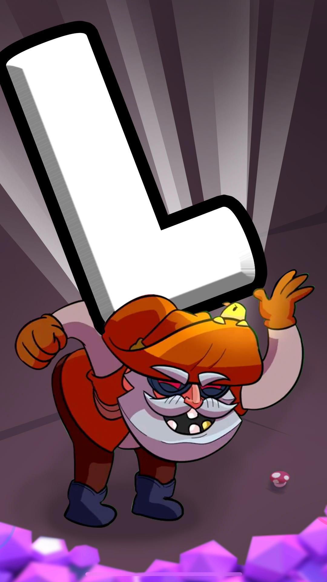 As the “L” falls, completing the word “BRAWL,” Dynamike fails to move in time and is crushed under the letter.