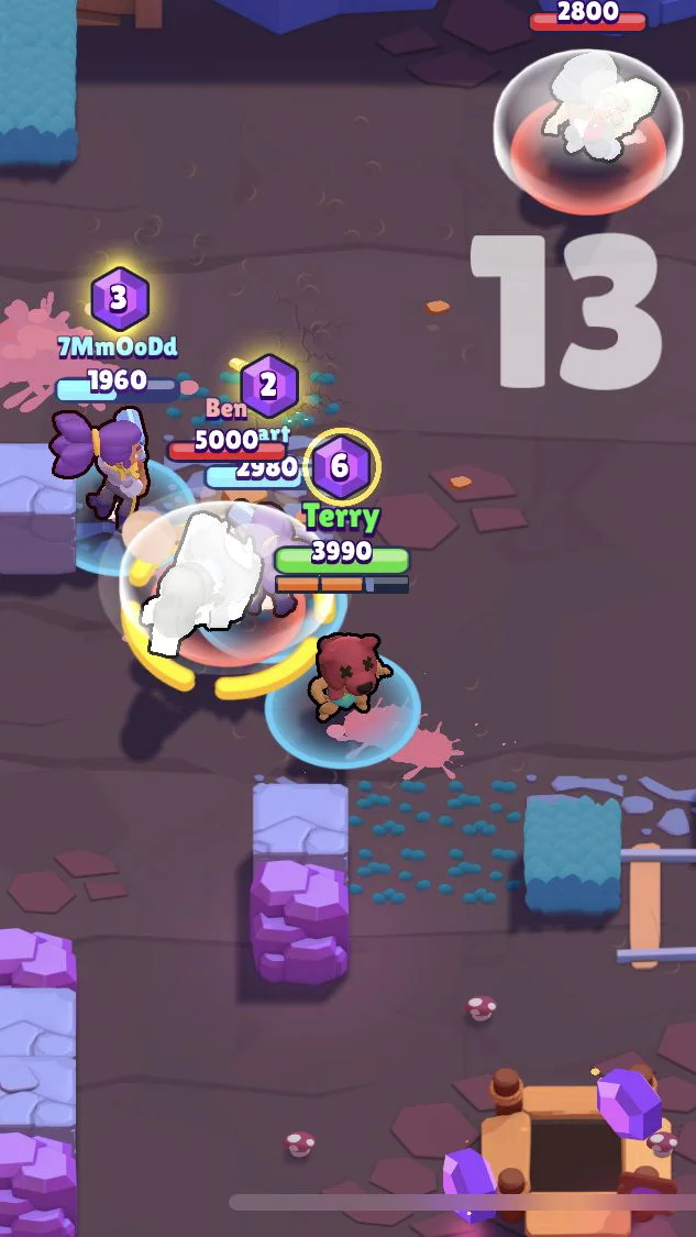 As they look at the gems and then at each other, we transition to gameplay of Gem Grab with CTA.