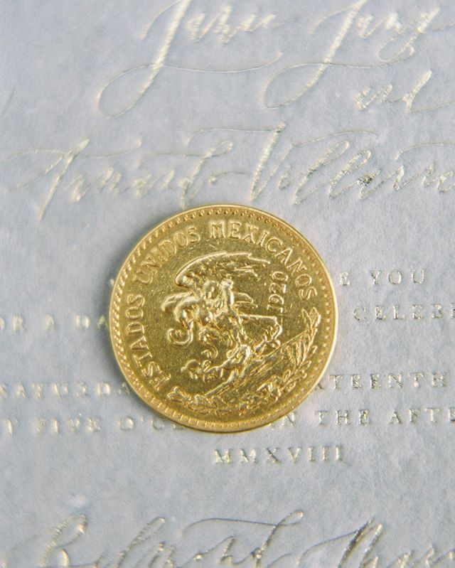 One of the gold coins that was given to the groom by his grandfather was the &ldquo;something borrowed&rdquo; on this day. The coin was kept safe in a small hidden pouch that was sewn inside of the bride&rsquo;s gown. This was a small twist on the Me