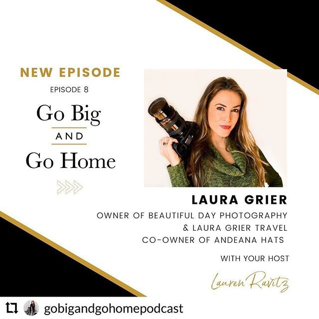 New episode out today! Tune in to the @gobigandgohomepodcast to hear @lauragriertravel and @laurenrav talk about how Laura got her start in photography...hint, it has something to do with the CIA 🤫, what has inspired her artistic sensibilities, thei