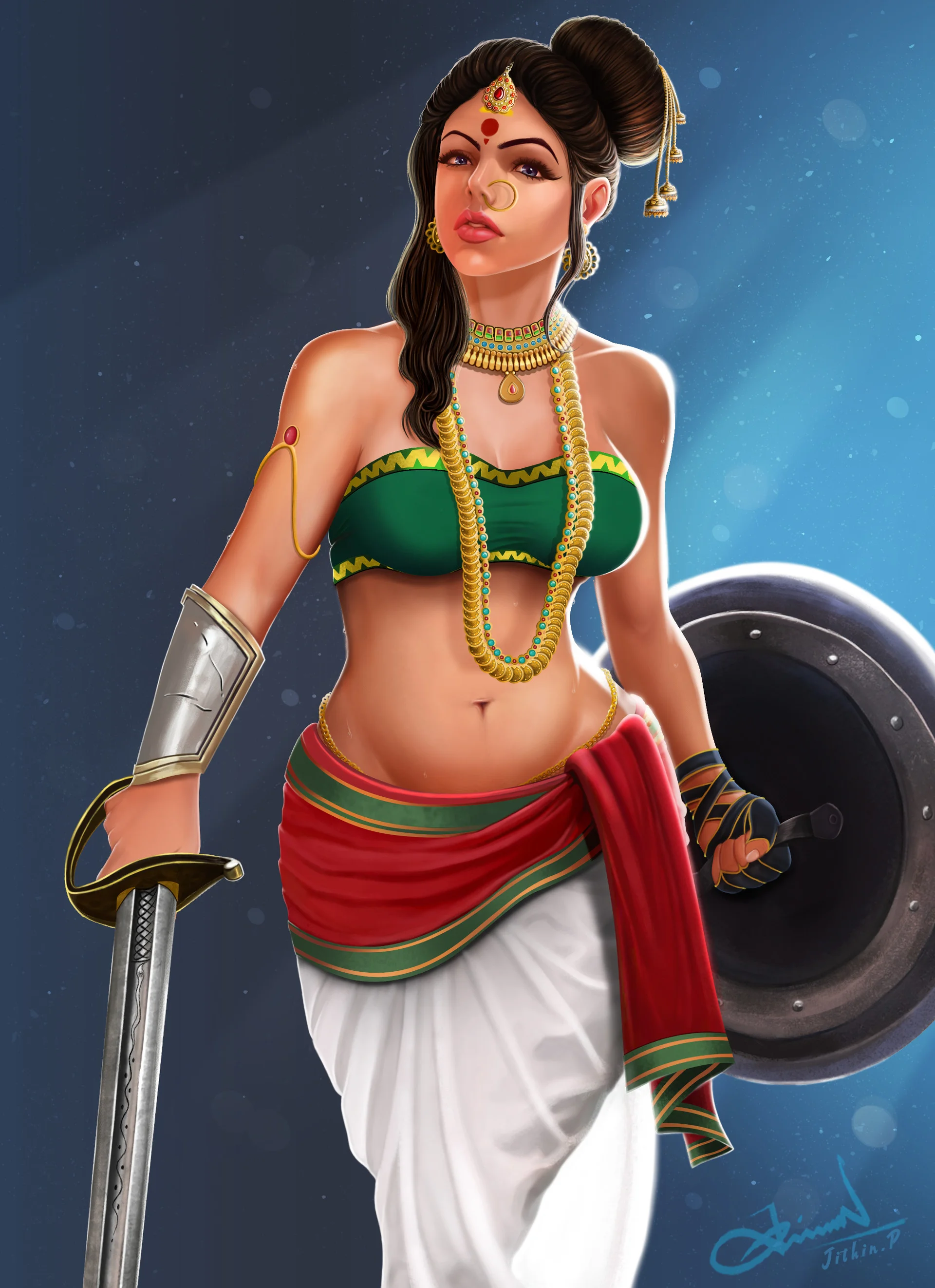 Unniyaracha: The warrior woman Artist: Jithinaryan https://www.artstation.com/jithinaryan