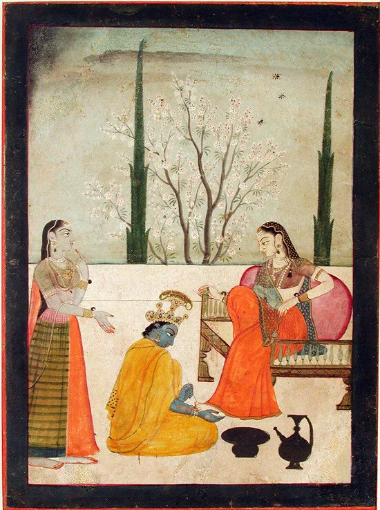 Shri Krishna painting Shri Radha’s feet at San Diego Museum of Art. Source: Flickr