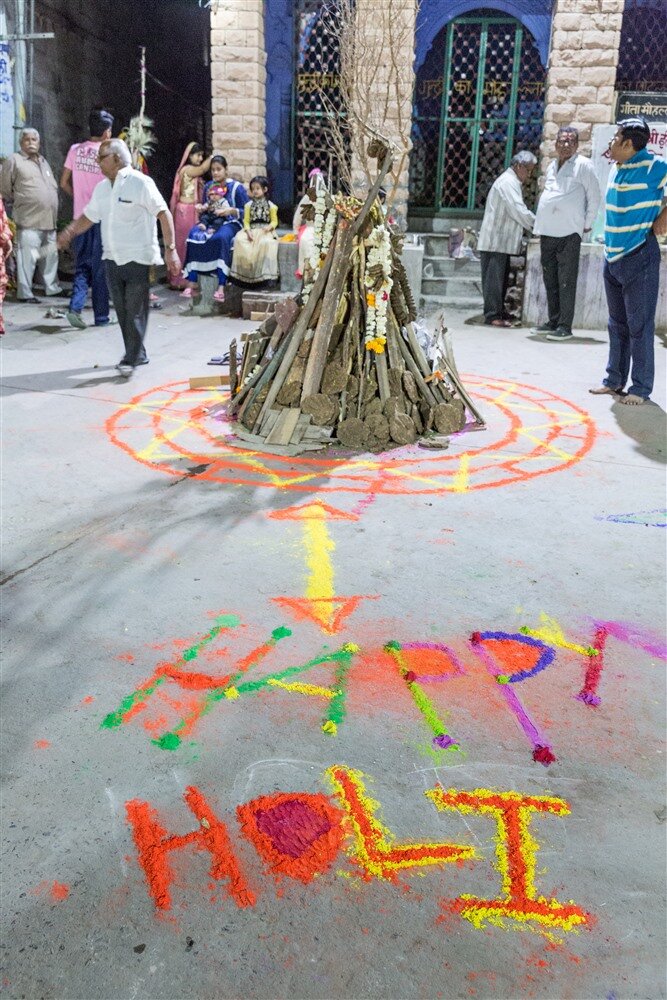 Holi bonfire before being lit in Jodhpur