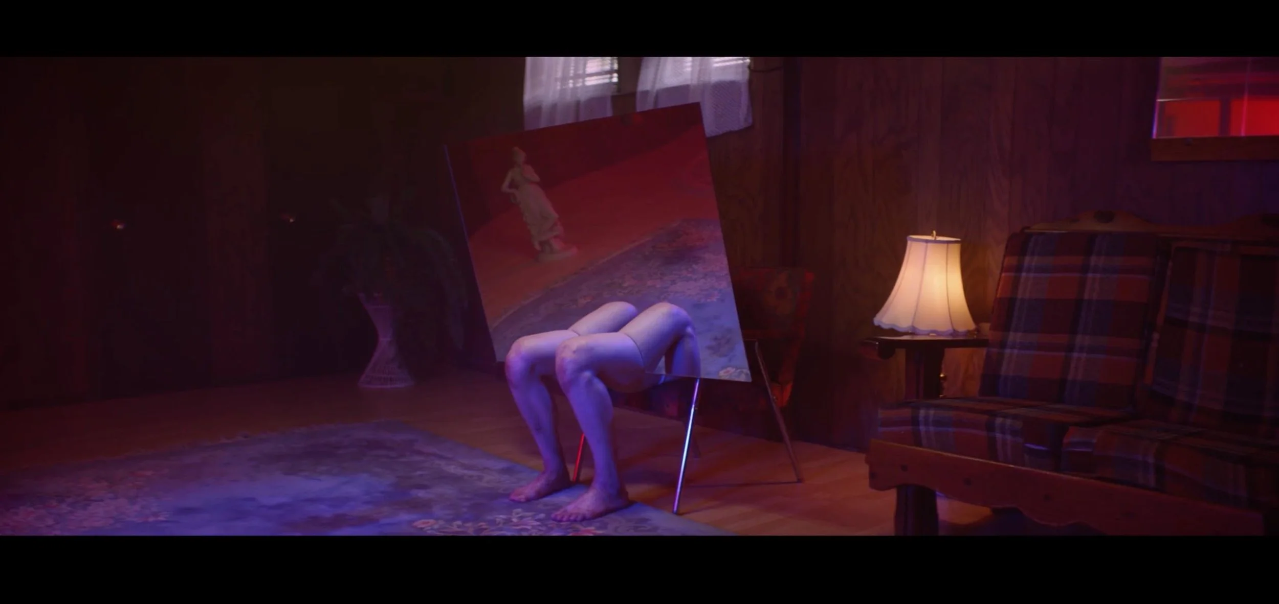 Hoodies at Night &amp; KROY - 4 Weeks - Blue and pink cut reflection on mirror