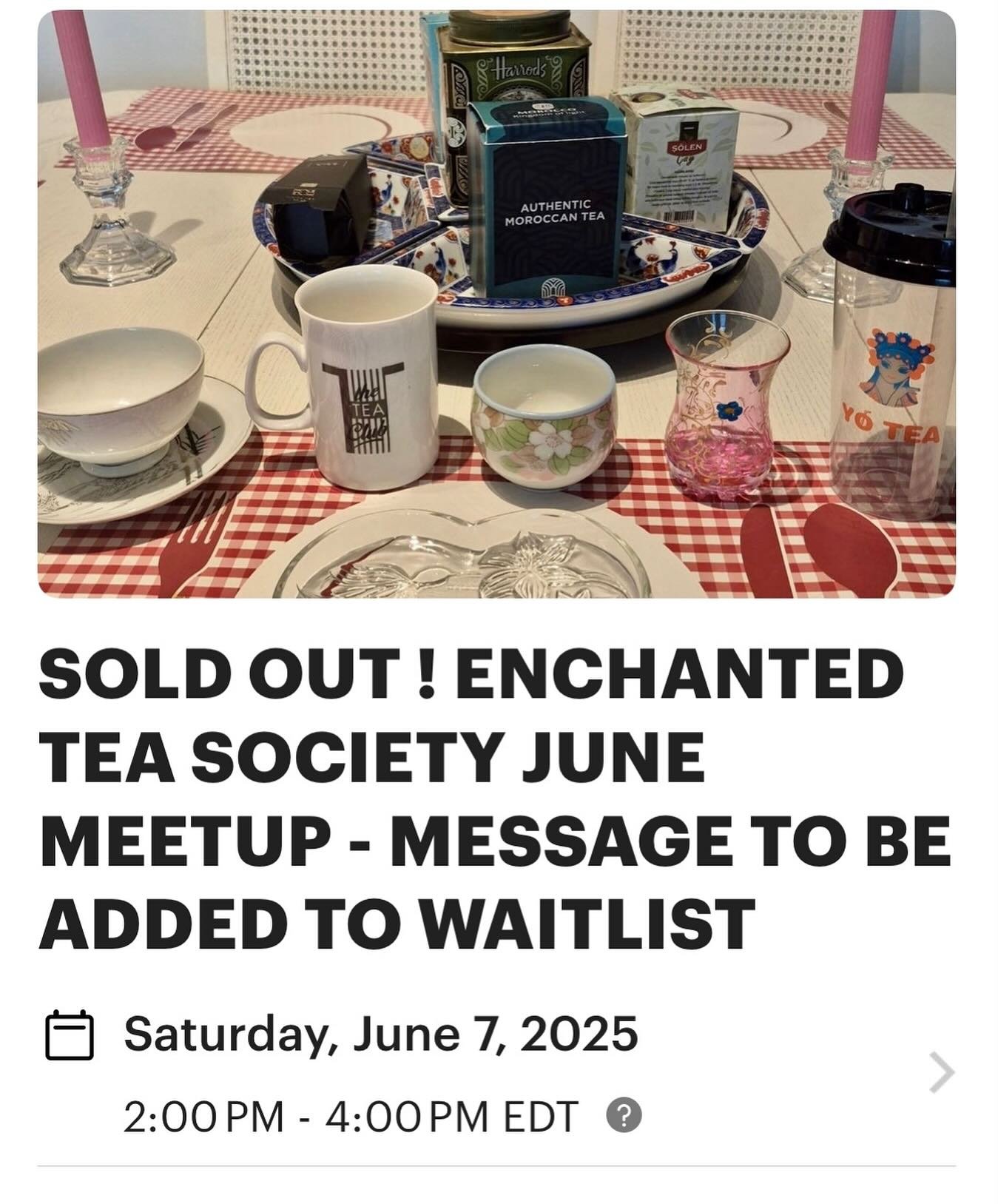 The Enchanted Tea Society June Tea Lovers MeetUp is SOLD OUT ! Be sure to be on the lookout for July&rsquo;s sign up on MeetUp.com #meetupmiami #MeetUpSoFla #tea #tealovers #destinationtea #teatimemagazine