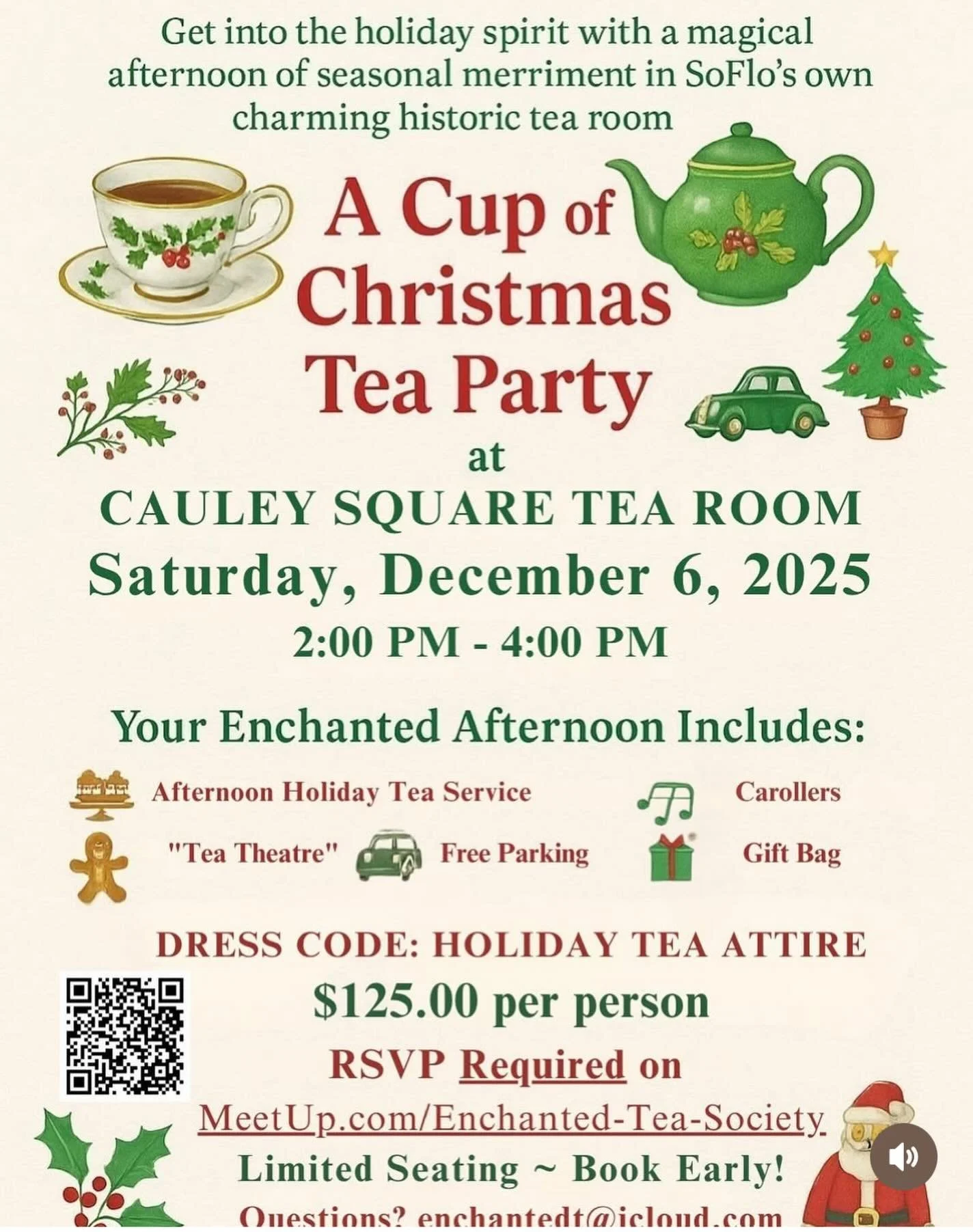 LAST CHANCE to EXPERIENCE A TEAlightful great time ! DM today before 6 pm. 🫖🎄🤶