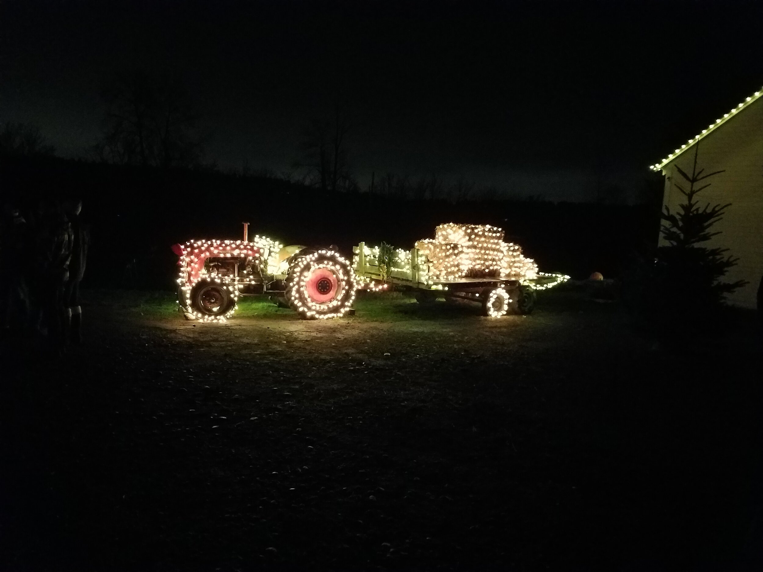 Tractor covered in lights