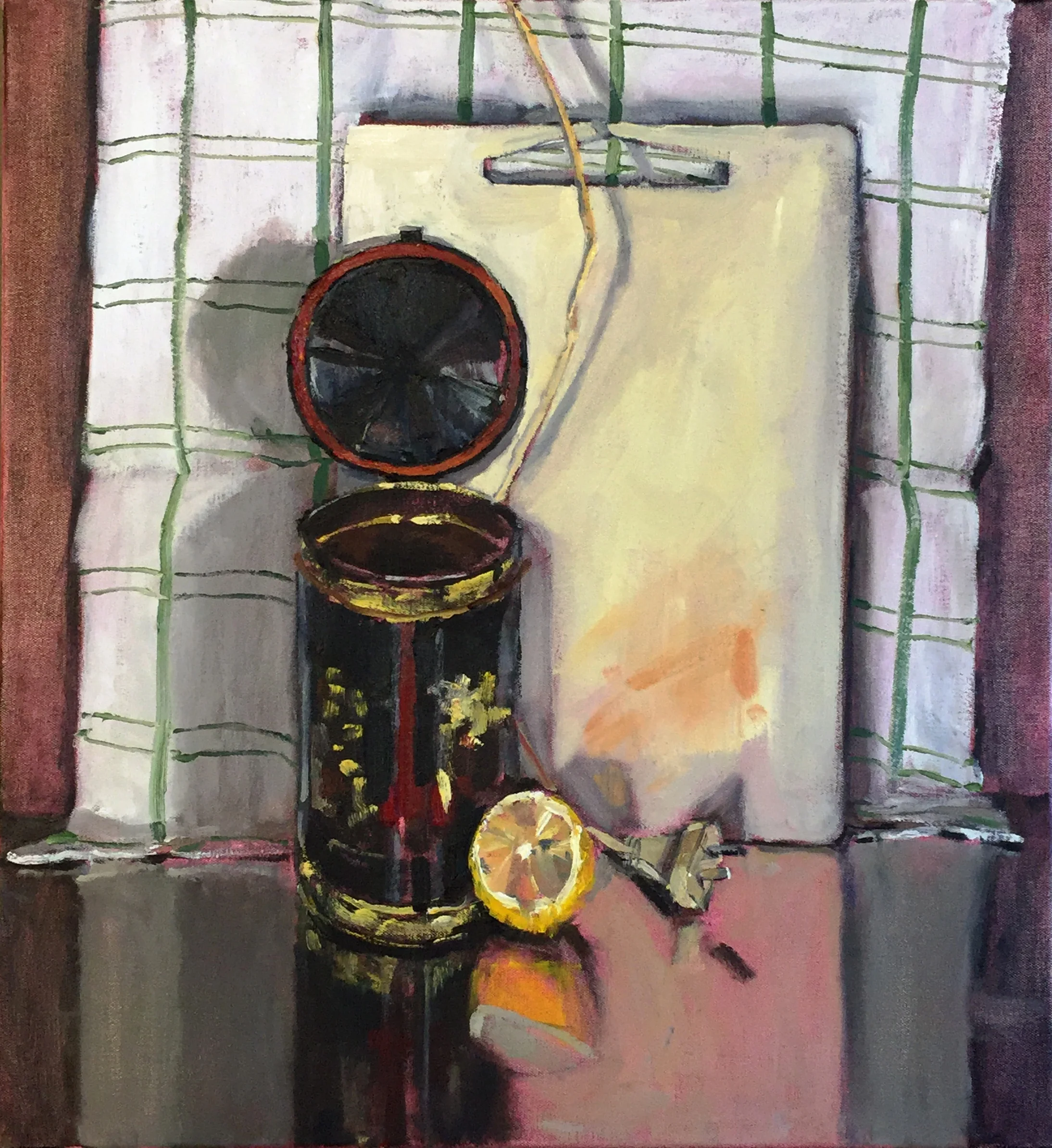 kitchen composition (tea time), 2018, oil on canvas, 62 x 56cm