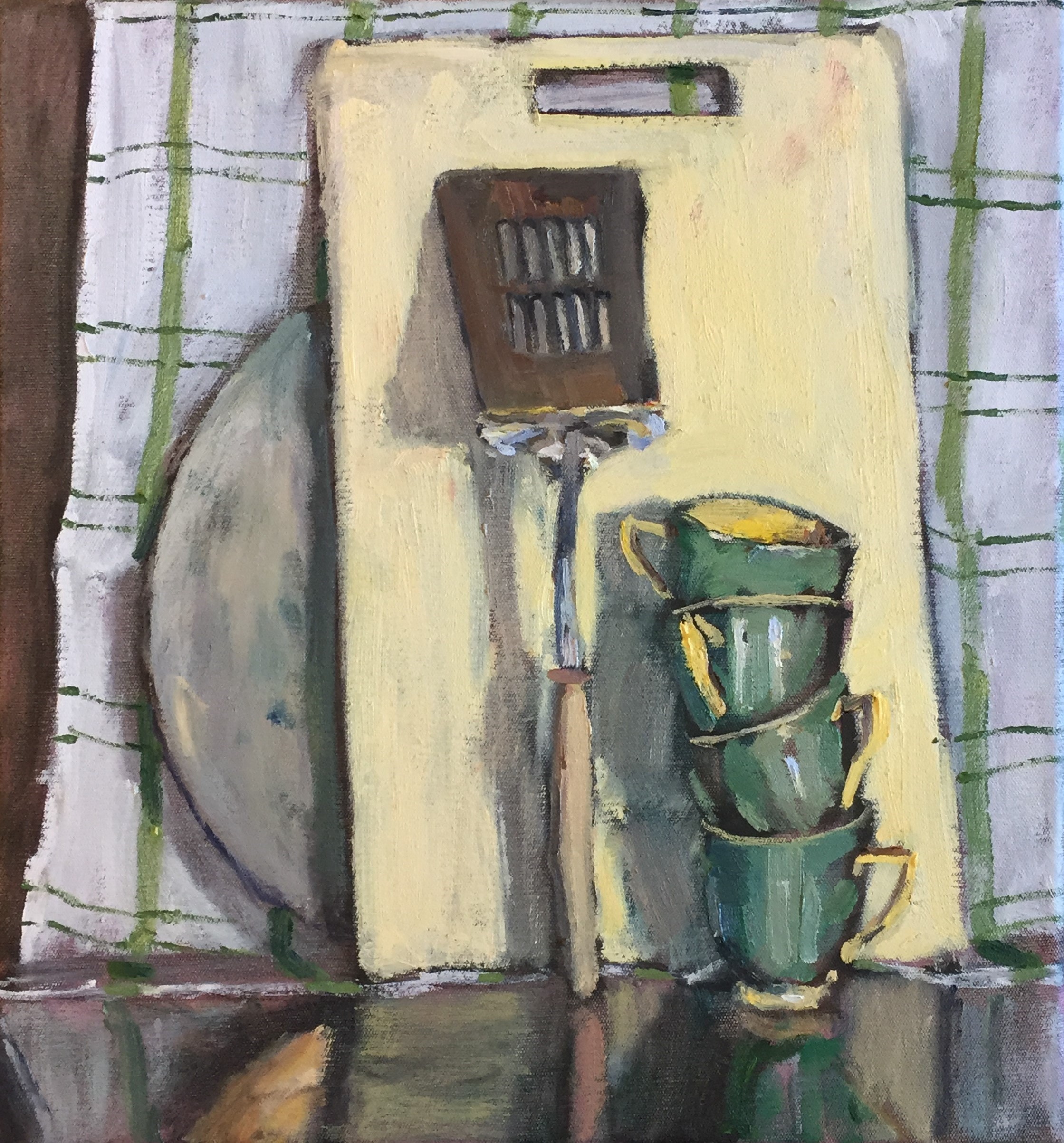 kitchen composition (spatula), 2018, oil on canvas, 38 x 36cm