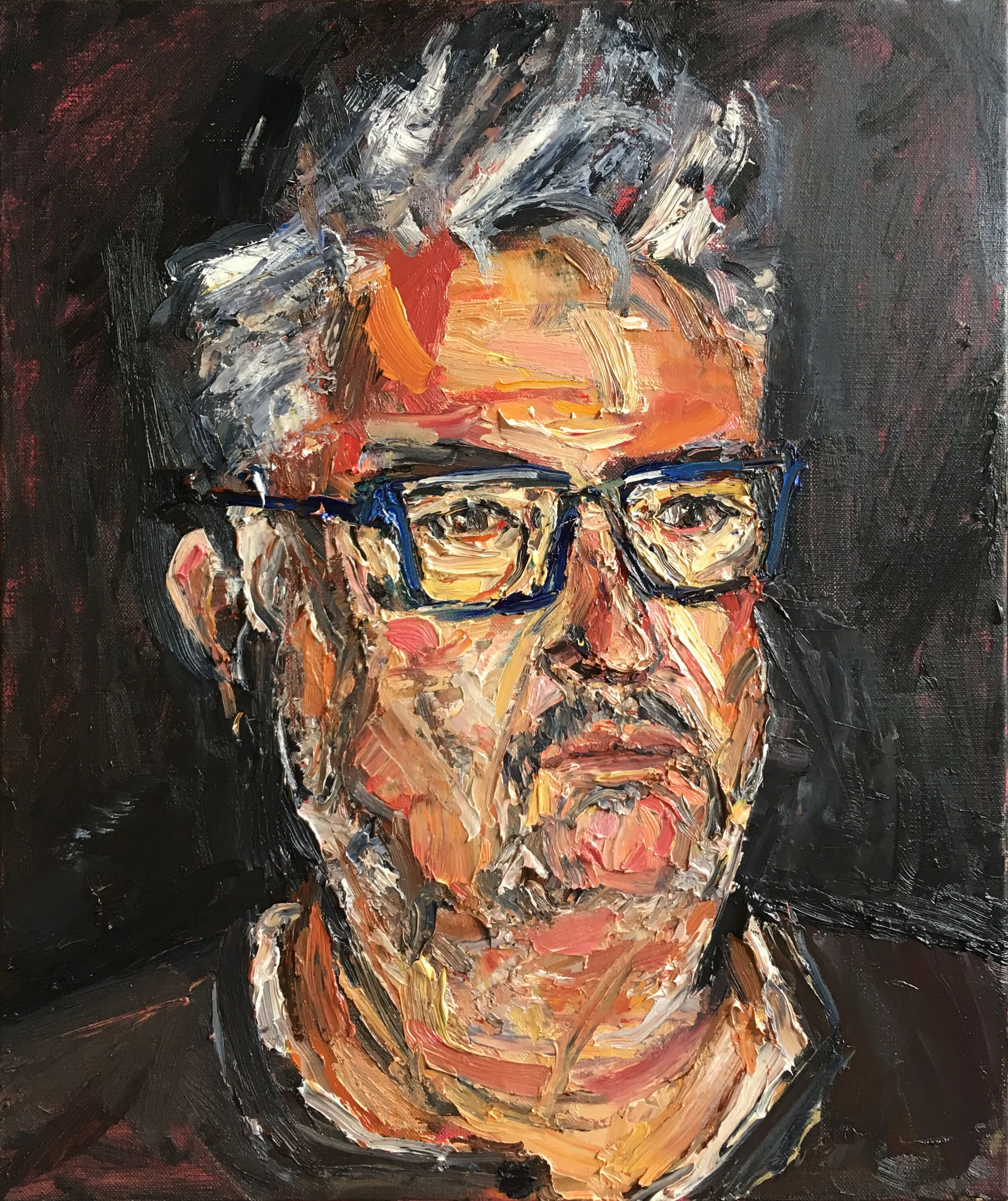 Pete, (portrait of Peter Oxley), 2020, oil on linen, 42 x 36cm
