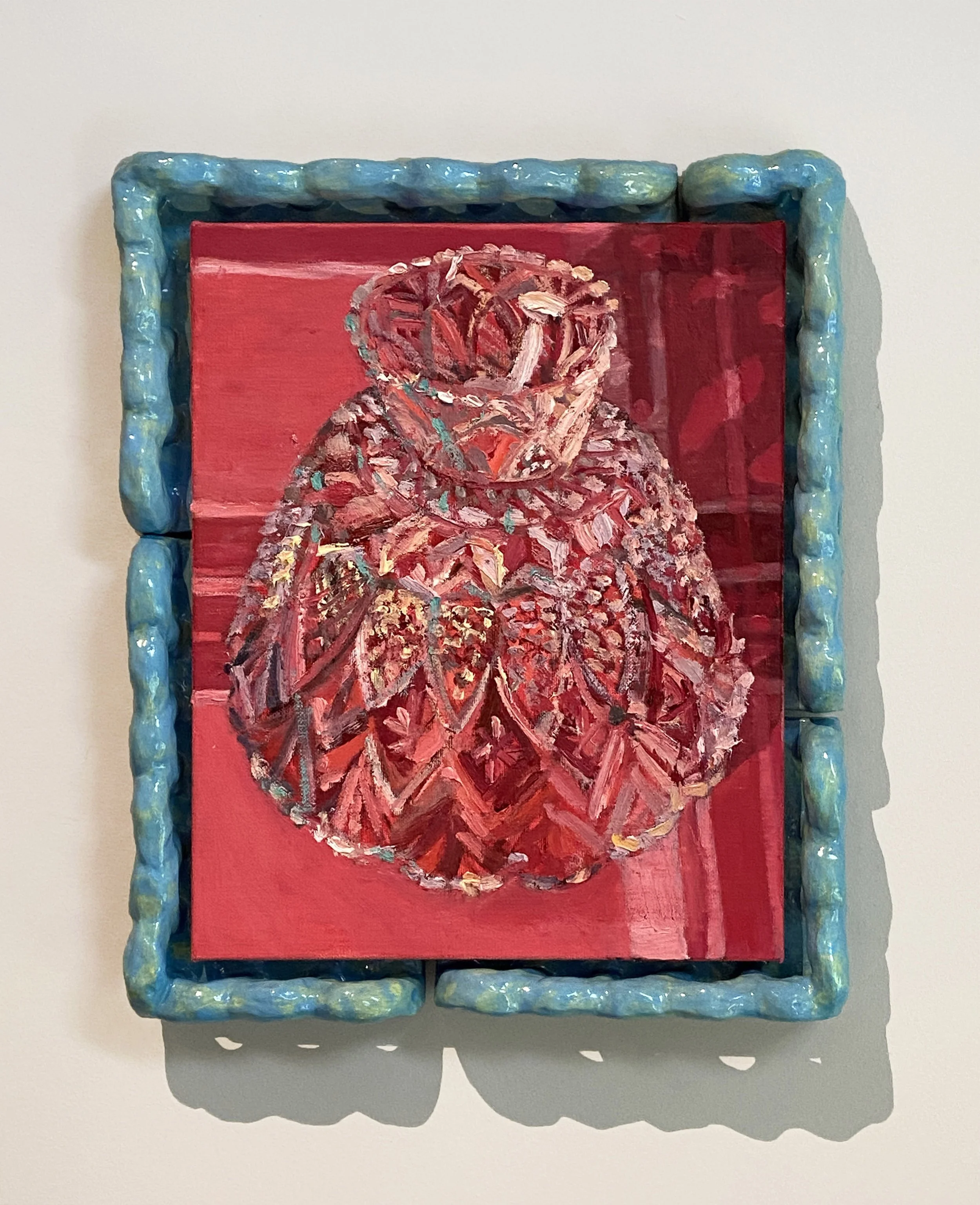  Jewel 2.1, 2023, oil on linen with stoneware frame, 45x37cm 