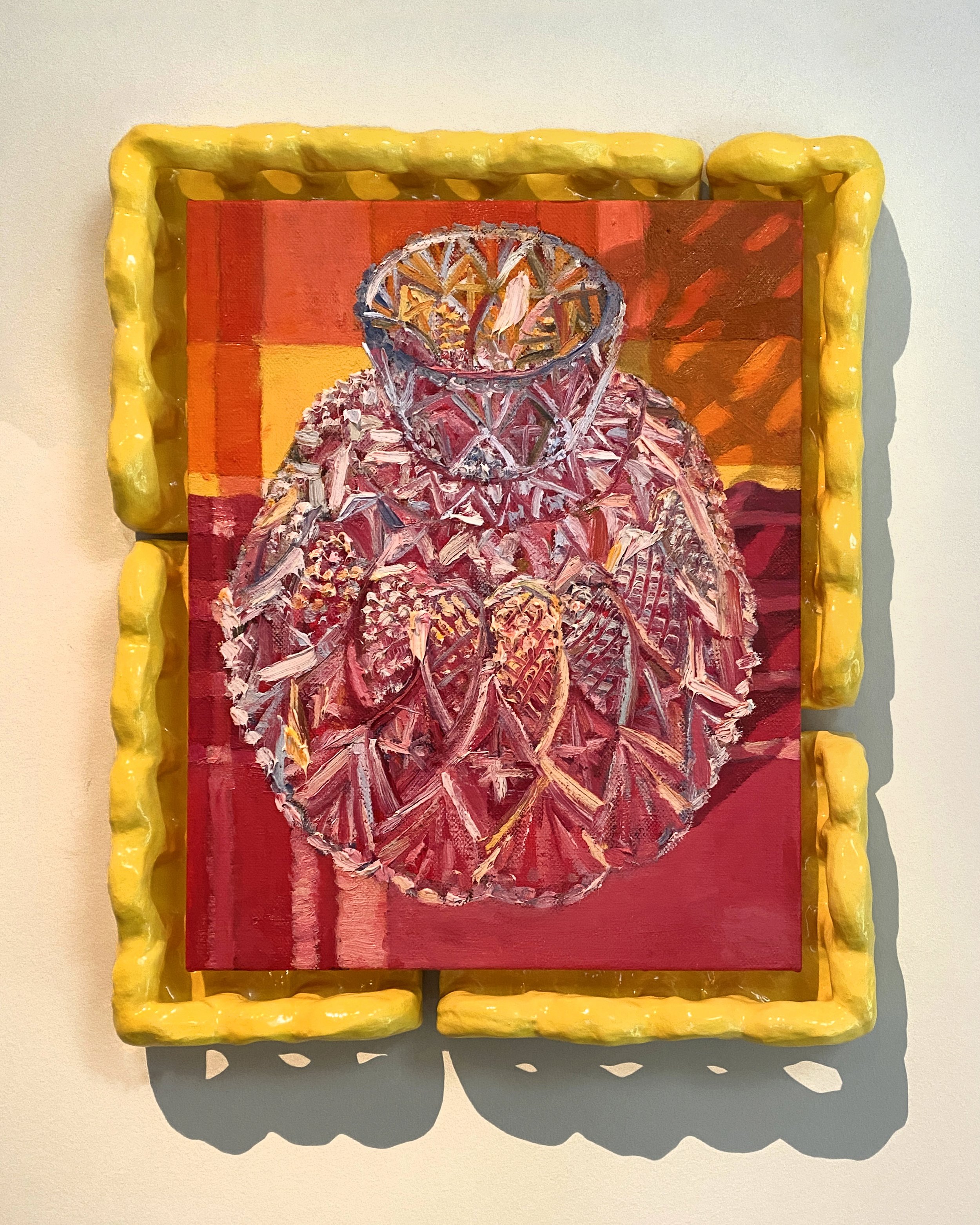  Jewel 3.1, 2023, oil on linen with stoneware frame, 45x37cm 