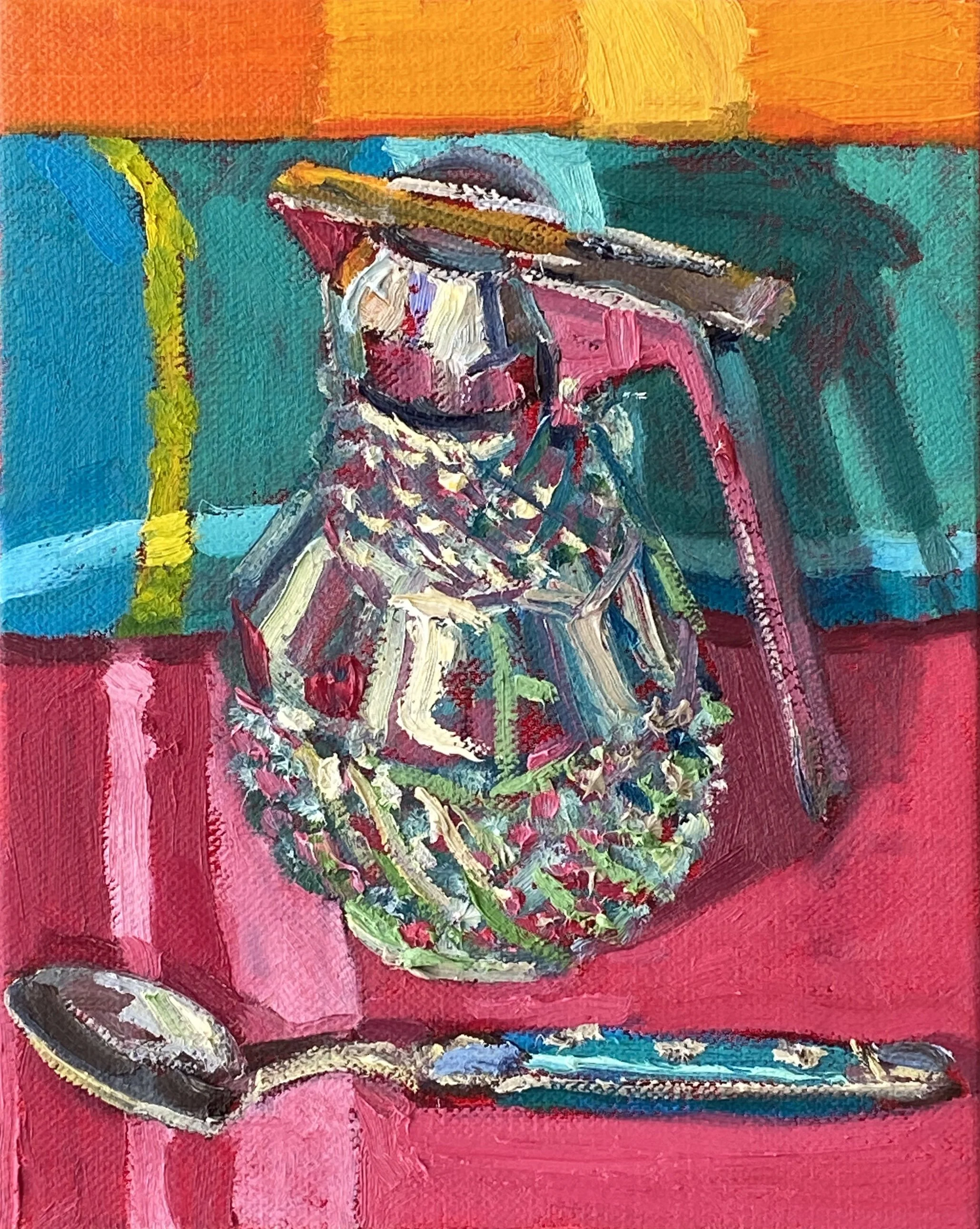  Spoon and Syrup, 2023, oil on linen, 25.5x20cm 