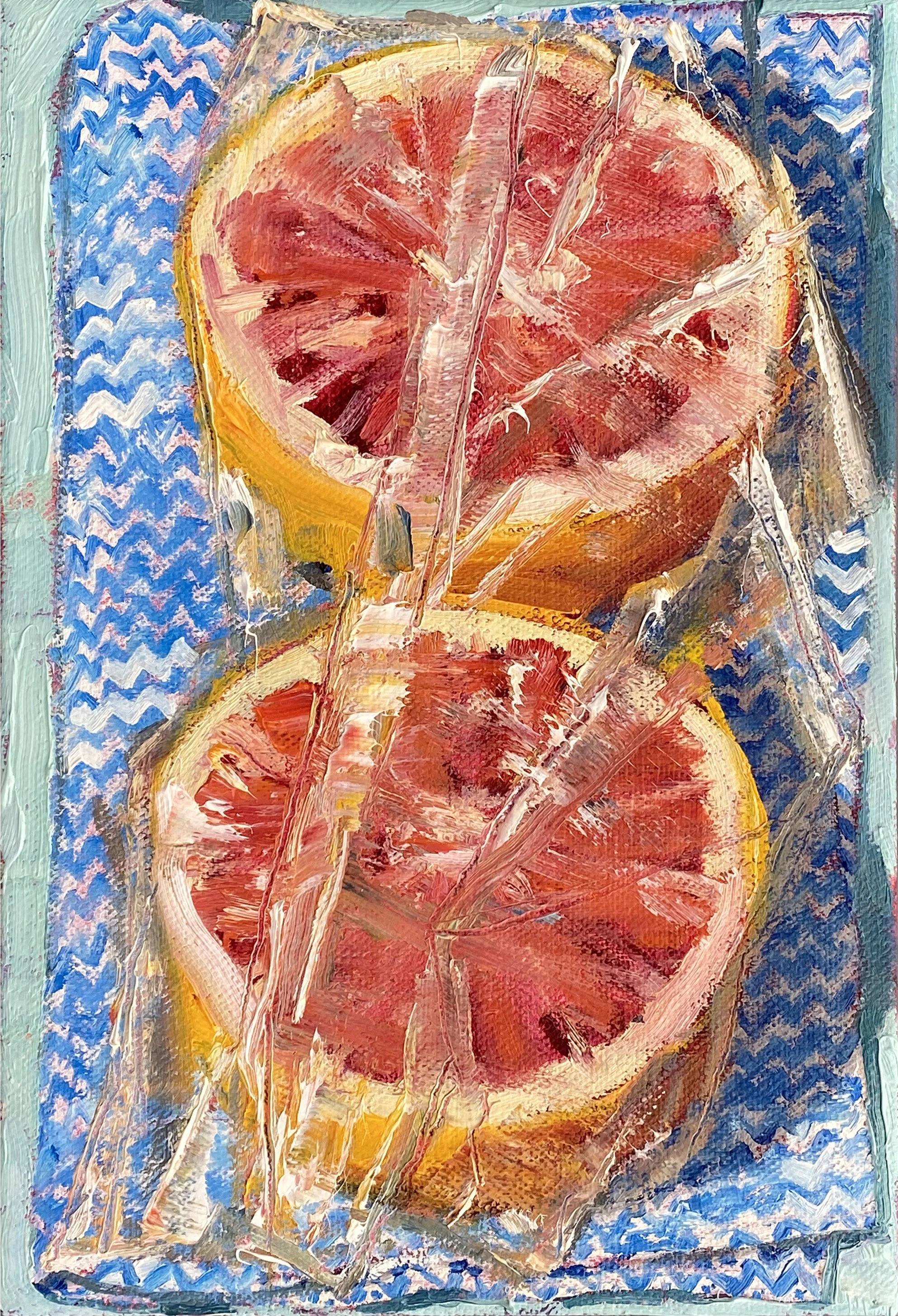  Halved and Wrapped, 2024, oil on linen, 30.5 x 20.5cm 