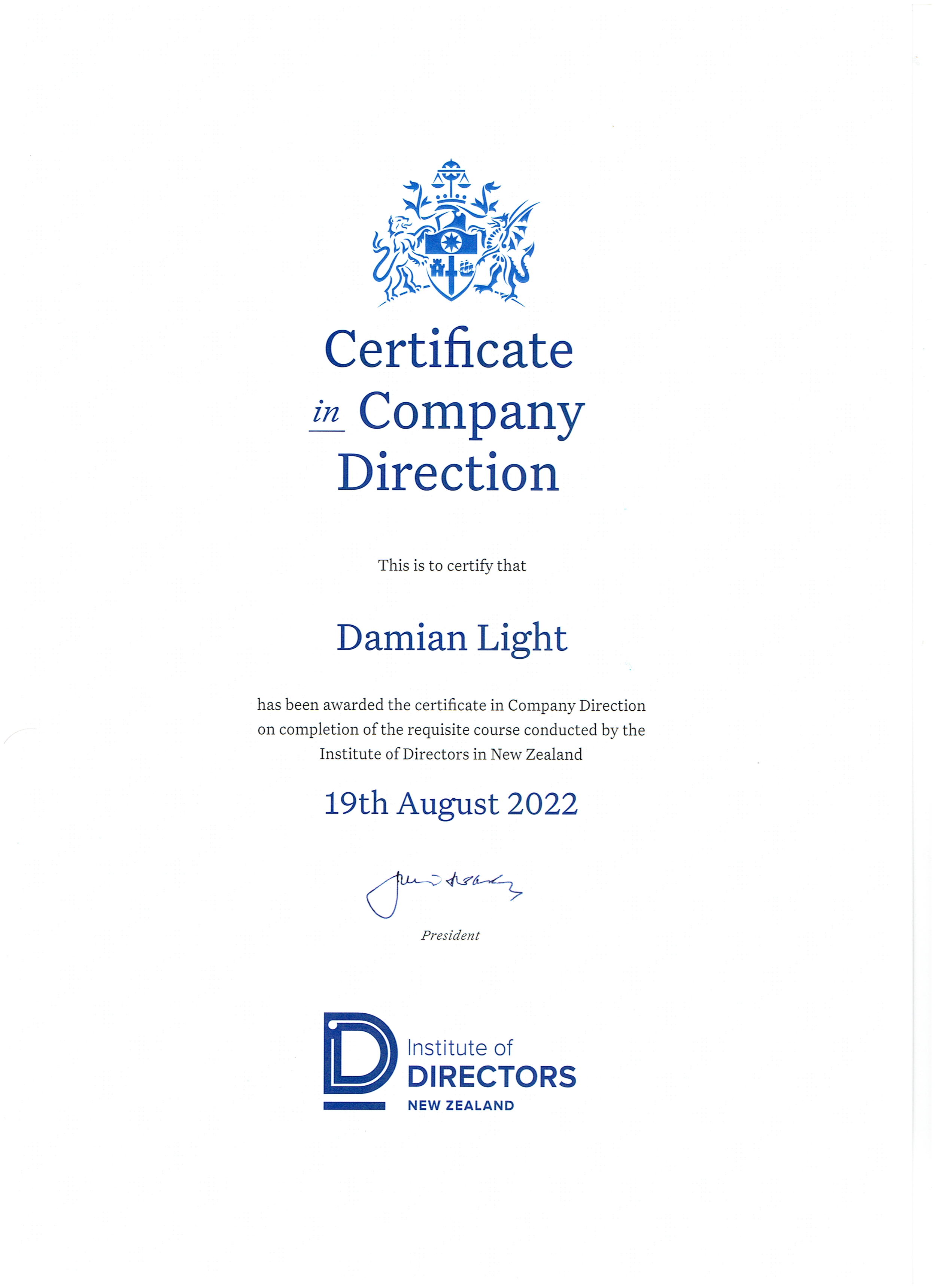 Certificate in Company Direction