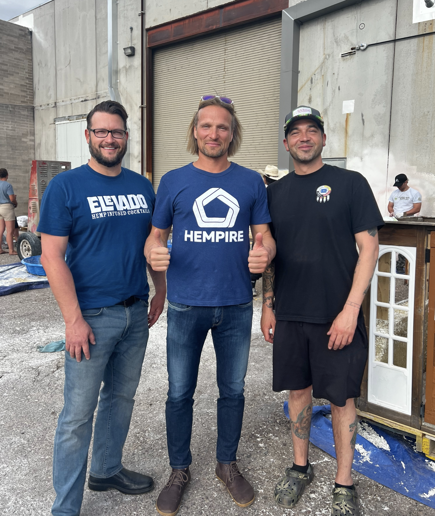 Dr. Hemp House standing in the Arizona sunshine with Sully Sullivan, Executive Director of HITA, and Danny Desjarlais, from the Lower Sioux Tribe