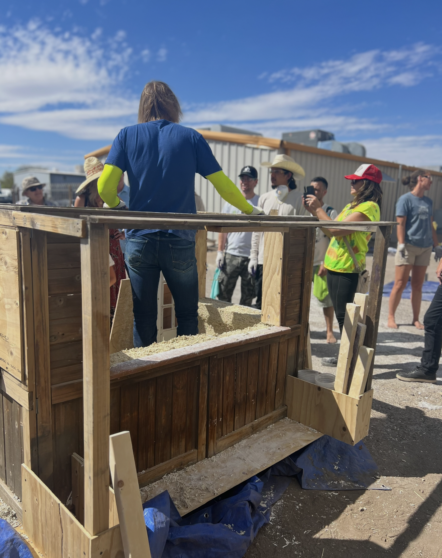 Dr. Hemp House giving hemp installation demonstration