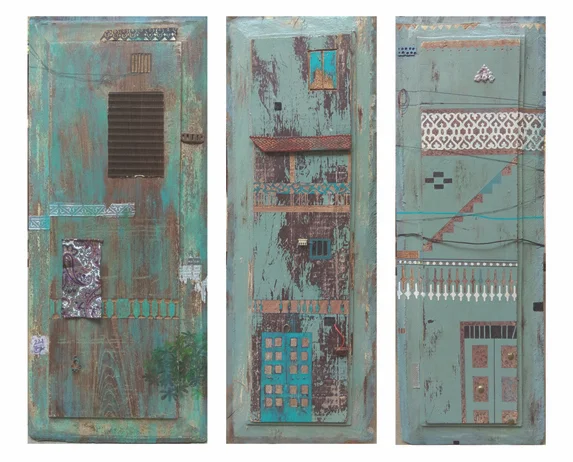 Panel 1, 2 & 3, 2018 Mixed media on wood 23 x 9 inches