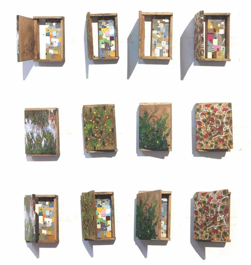 4 Windows, 2018 Acrylic on movable wooden boxes 4.2 x 2.9 inches each